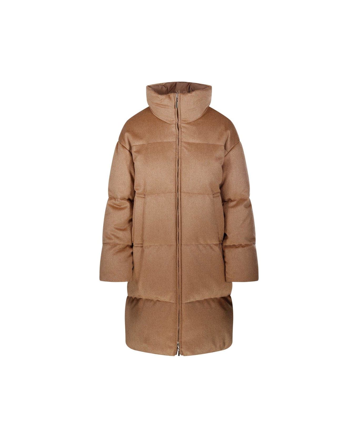Max Mara The Cube High Neck Padded Coat - Brown