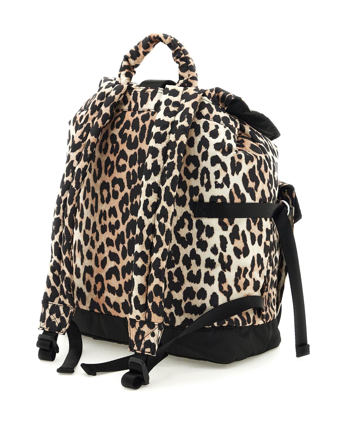 Ganni 
leo
 Multicolor Recycled Polyester Backpack - LEOPARD (Beige)