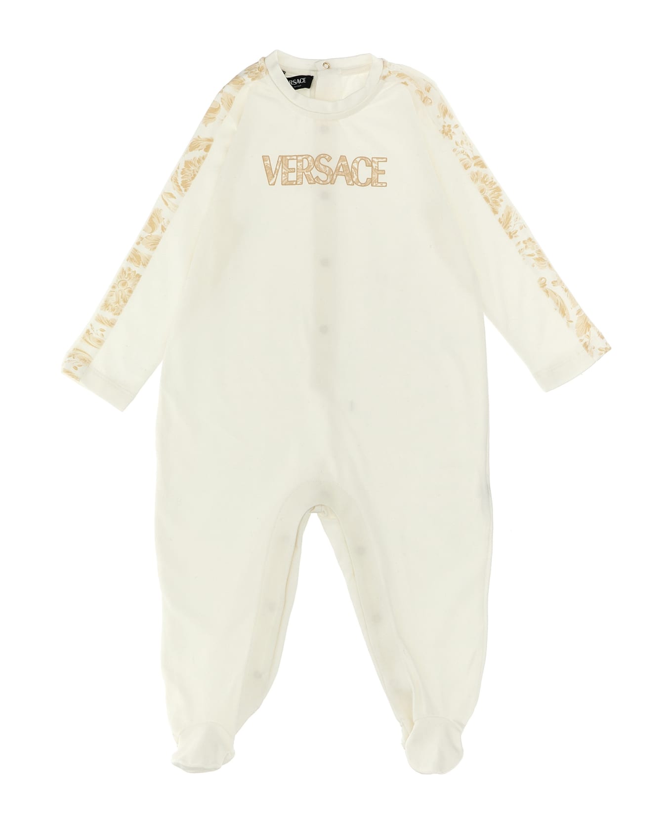 Versace 'barocco' Sleepsuit And Beanie Baby Set - White ボディスーツ＆セットアップ
