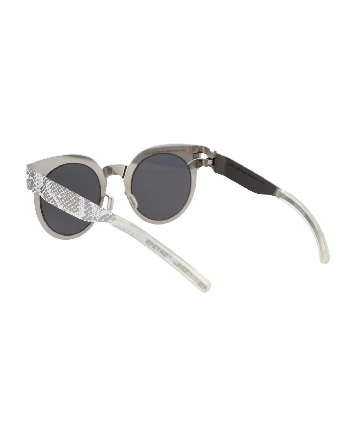Mykita Mmtransfer001 Sunglasses - 241 Silver White Python Dark Grey Solid