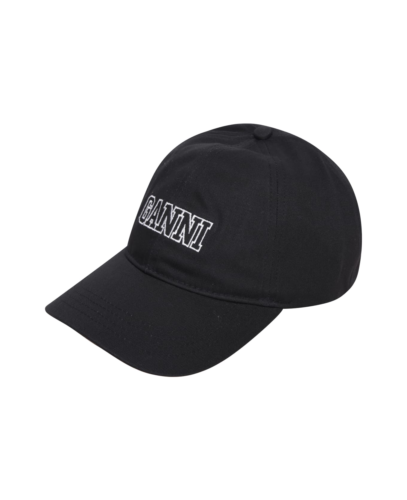 Ganni Logo Print Baseball Cap - Black