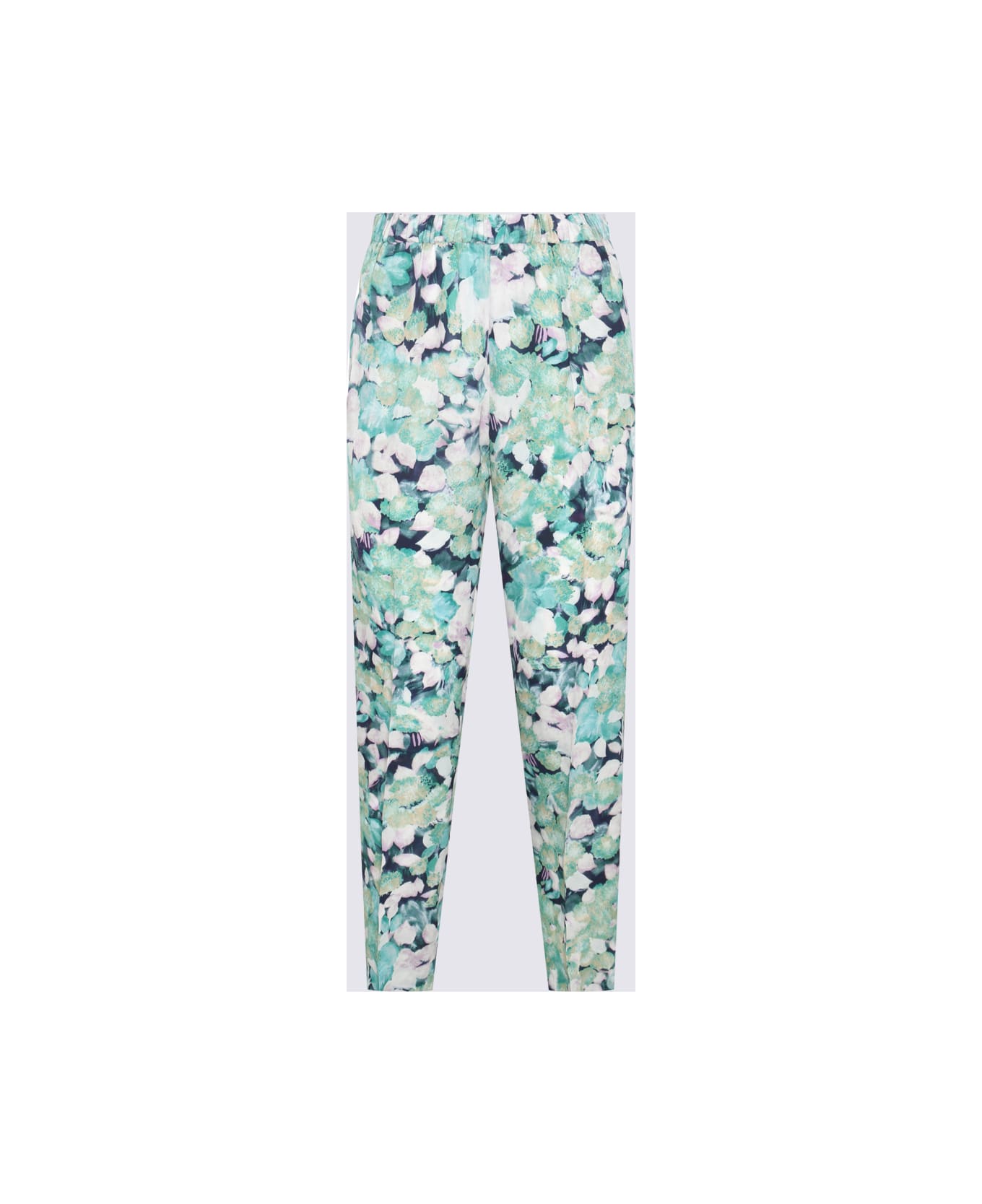 Dries Van Noten Turquoise And Blue Floreal Pants - TURQUOISE