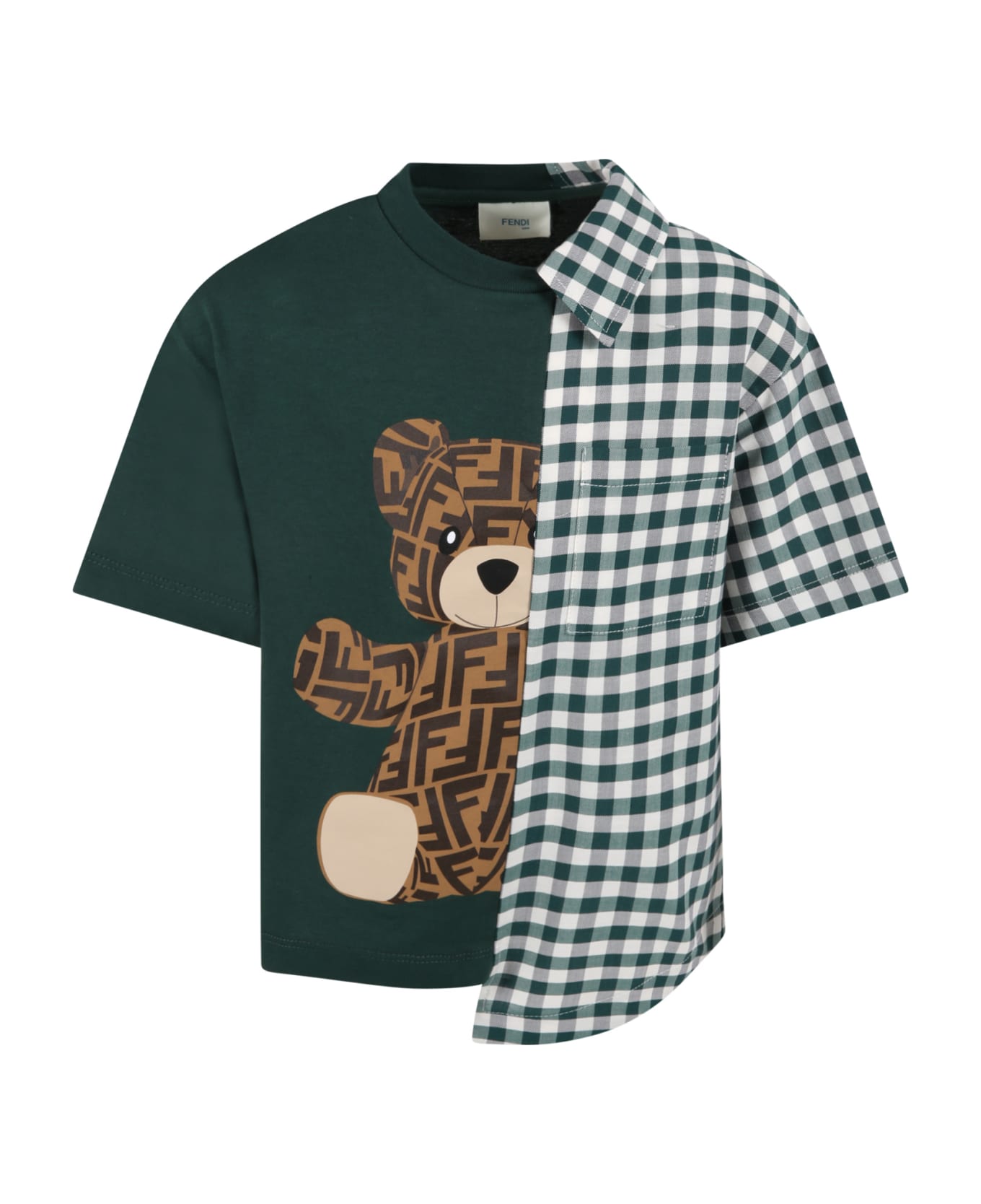 Fendi Green T-shirt For Boy With Logo - Green
