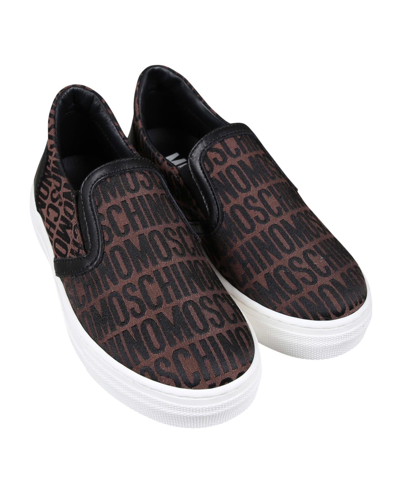 Moschino Brown Slip On For Kids With Logo - Brown