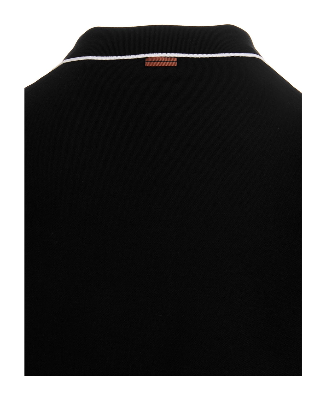 Zegna Embroidered Logo Polo Shirt - Black  