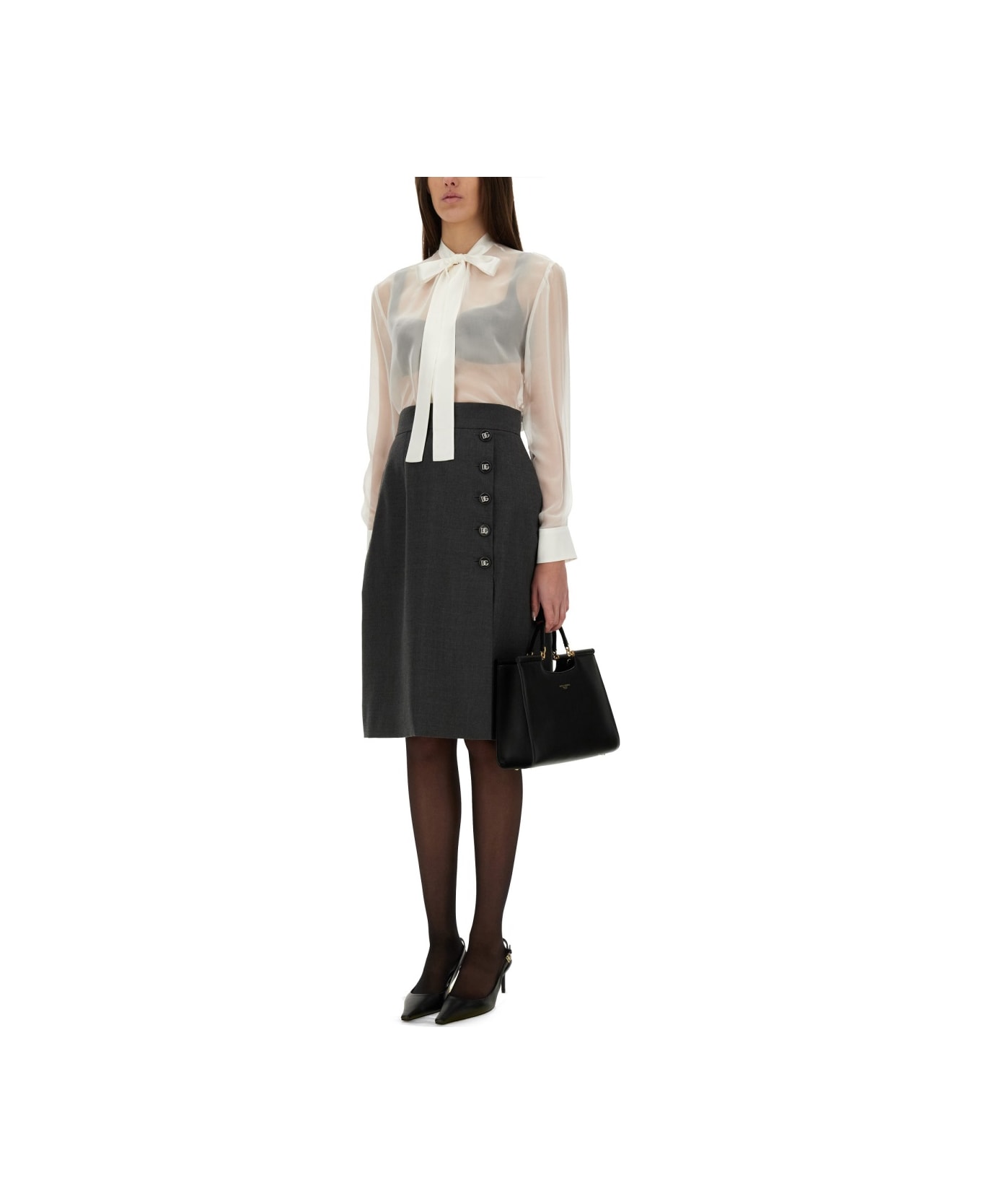 Dolce 
Gabbana Wool Midi Skirt - GREY