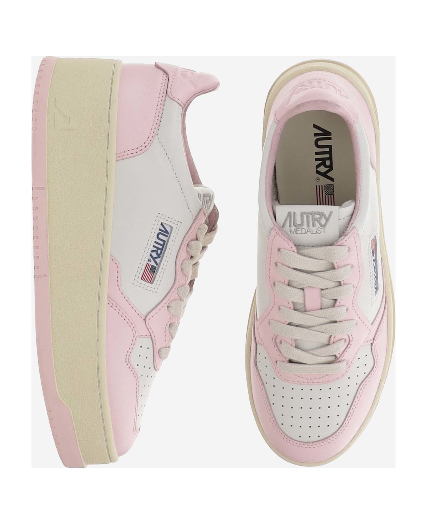 Autry Medalist Platform Low Leather Sneakers - Pink