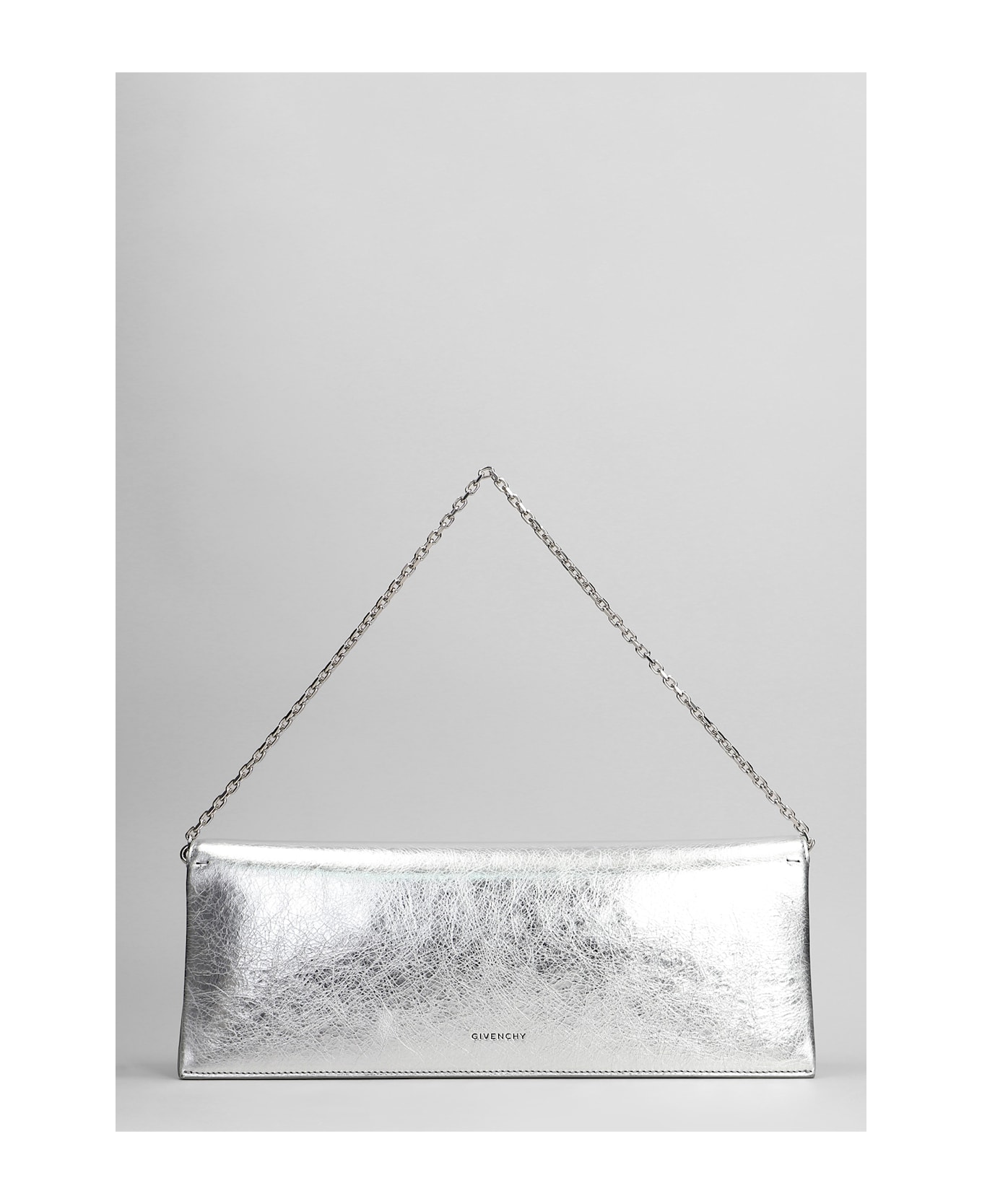 Givenchy 4g Liquid Clutch In Silver Leather - silver