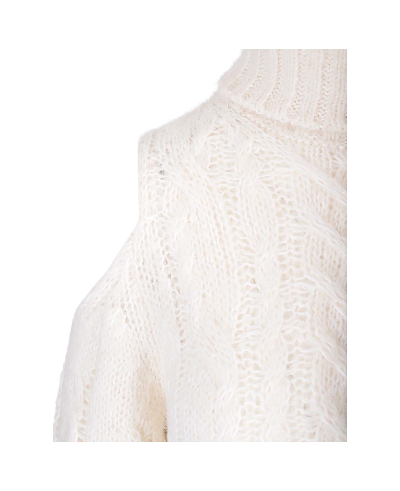 Parosh Oversized Sweater With Bare Shoulders - WHITE