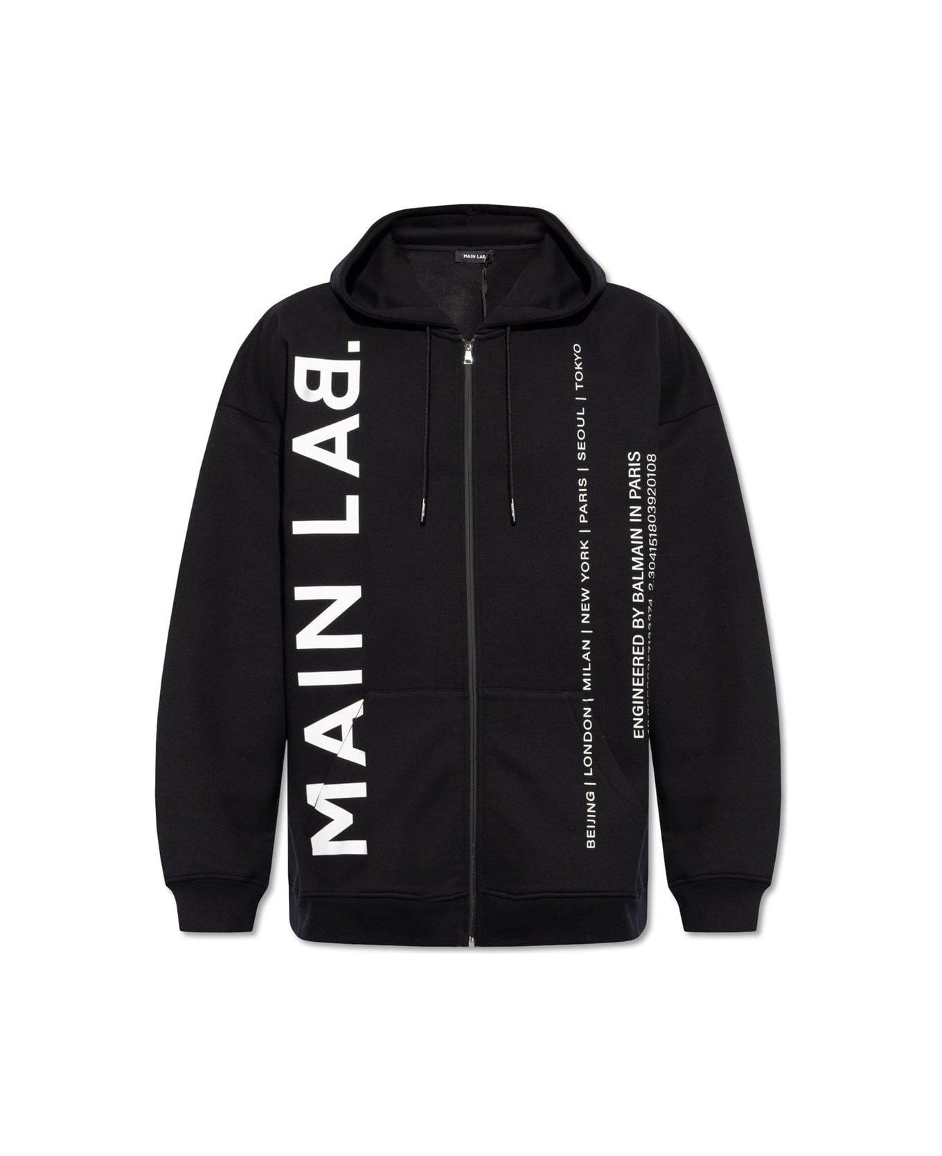 Balmain Main Lab Zipped Hoodie - Black