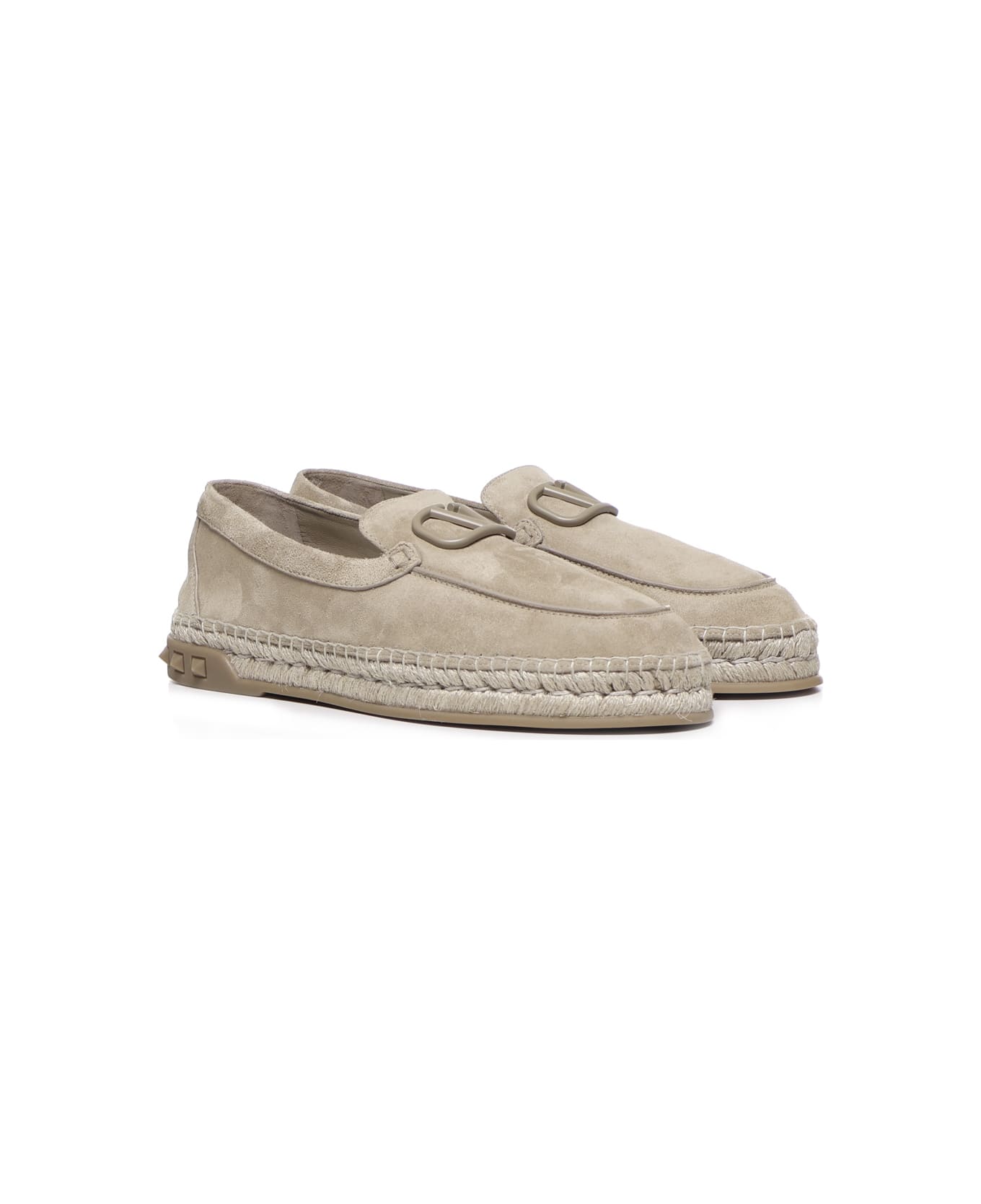 Valentino Garavani Leisure Flows Split-leather Espadrilles - DESERTBEIGE