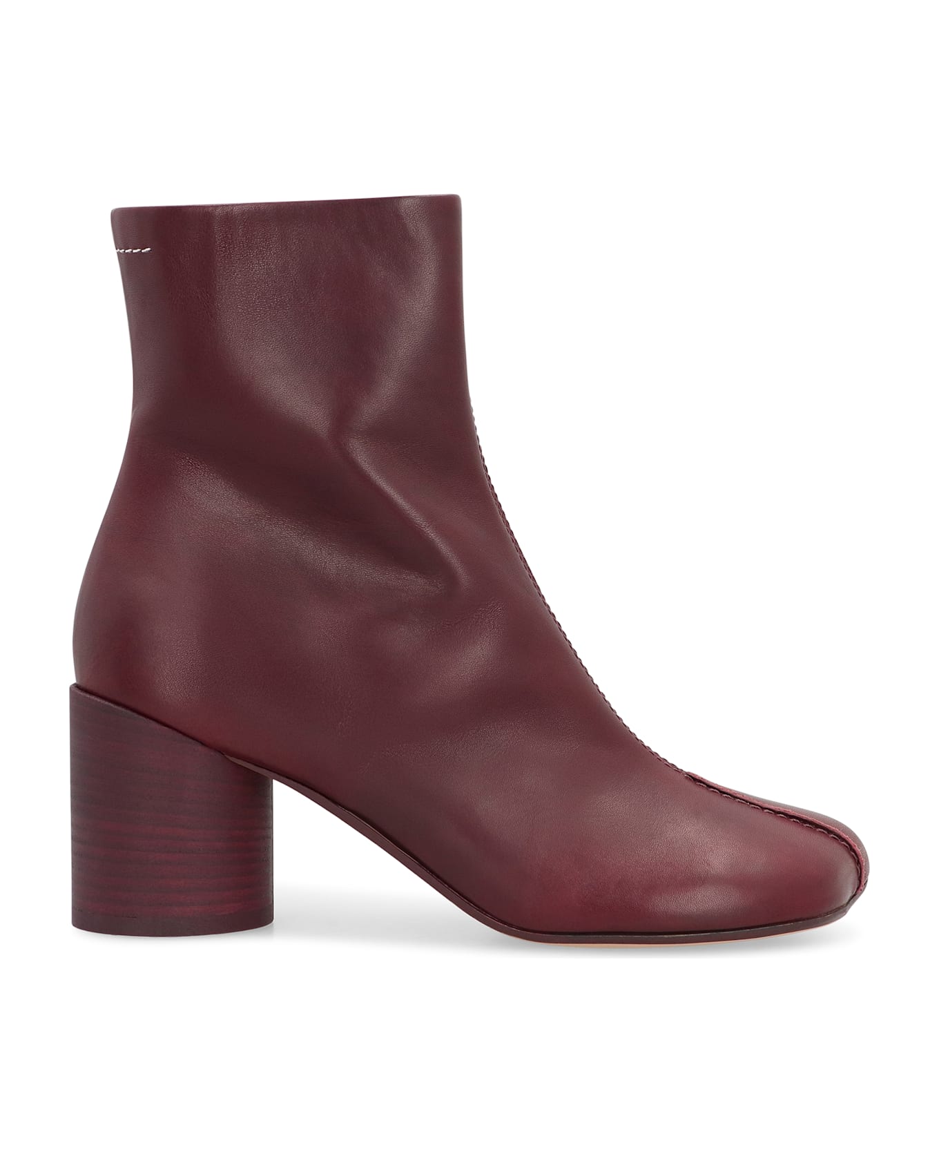 MM6 Maison Margiela 
anatomic
 Burgundy Leather Ankle Boots - Burgundy