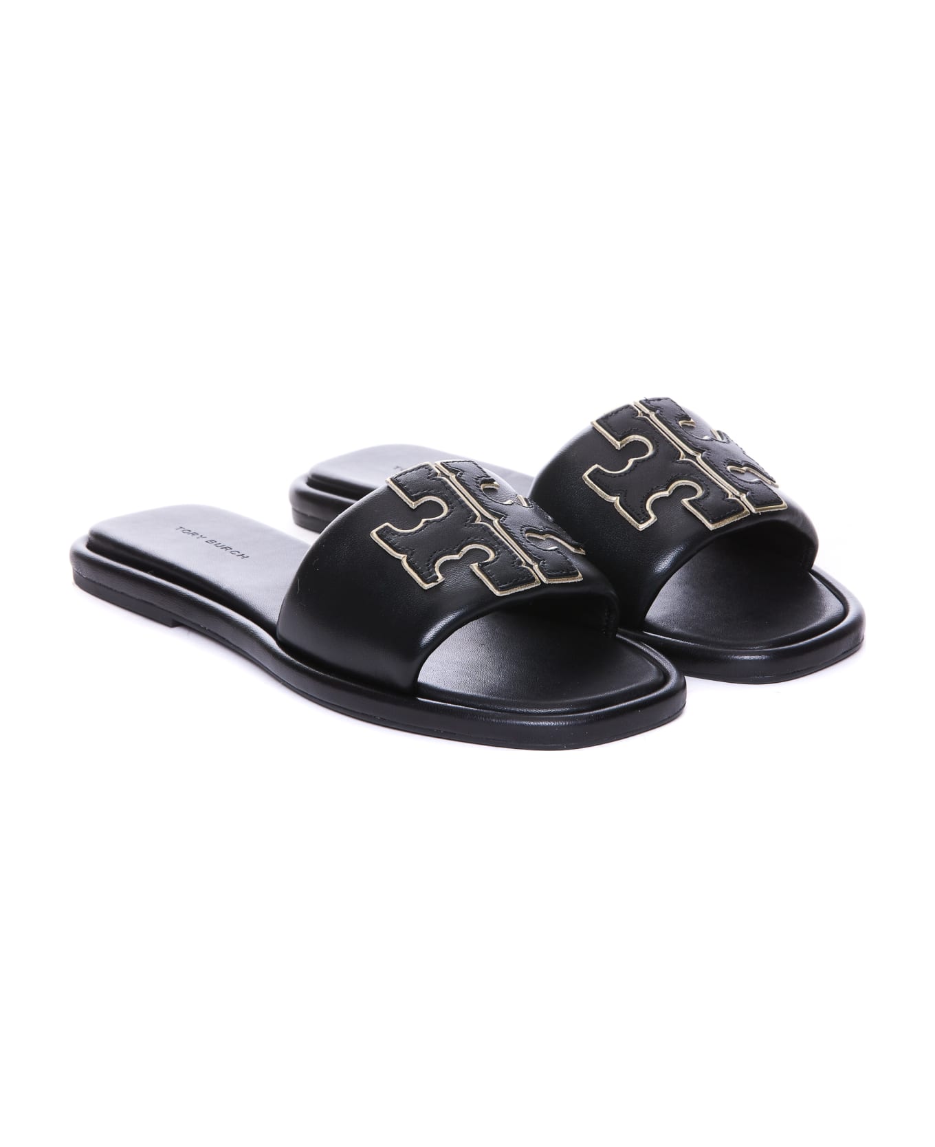 Tory Burch 'double T' Sporty Slider Sandals - black