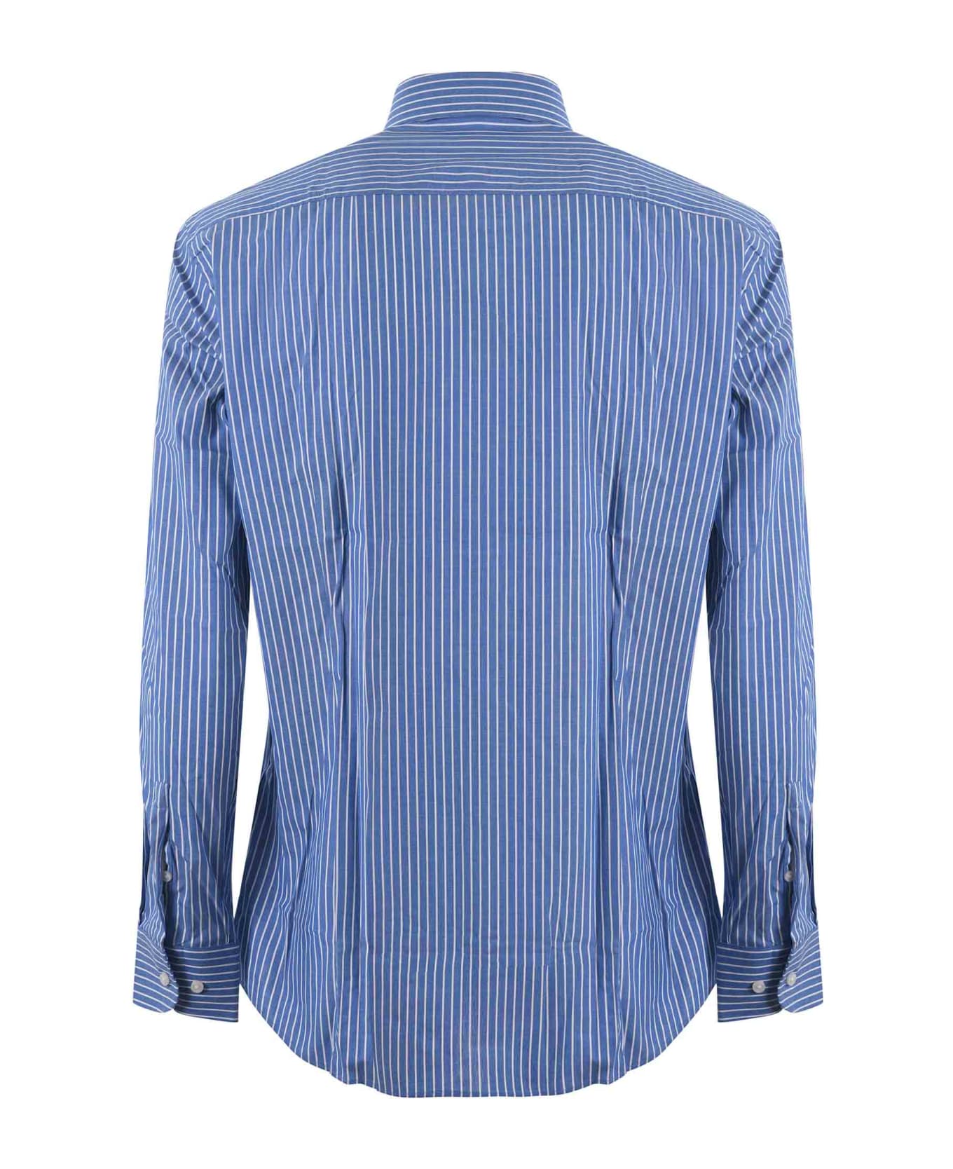 Hugo Boss Boss Shirt In Stretch Cotton - Blu