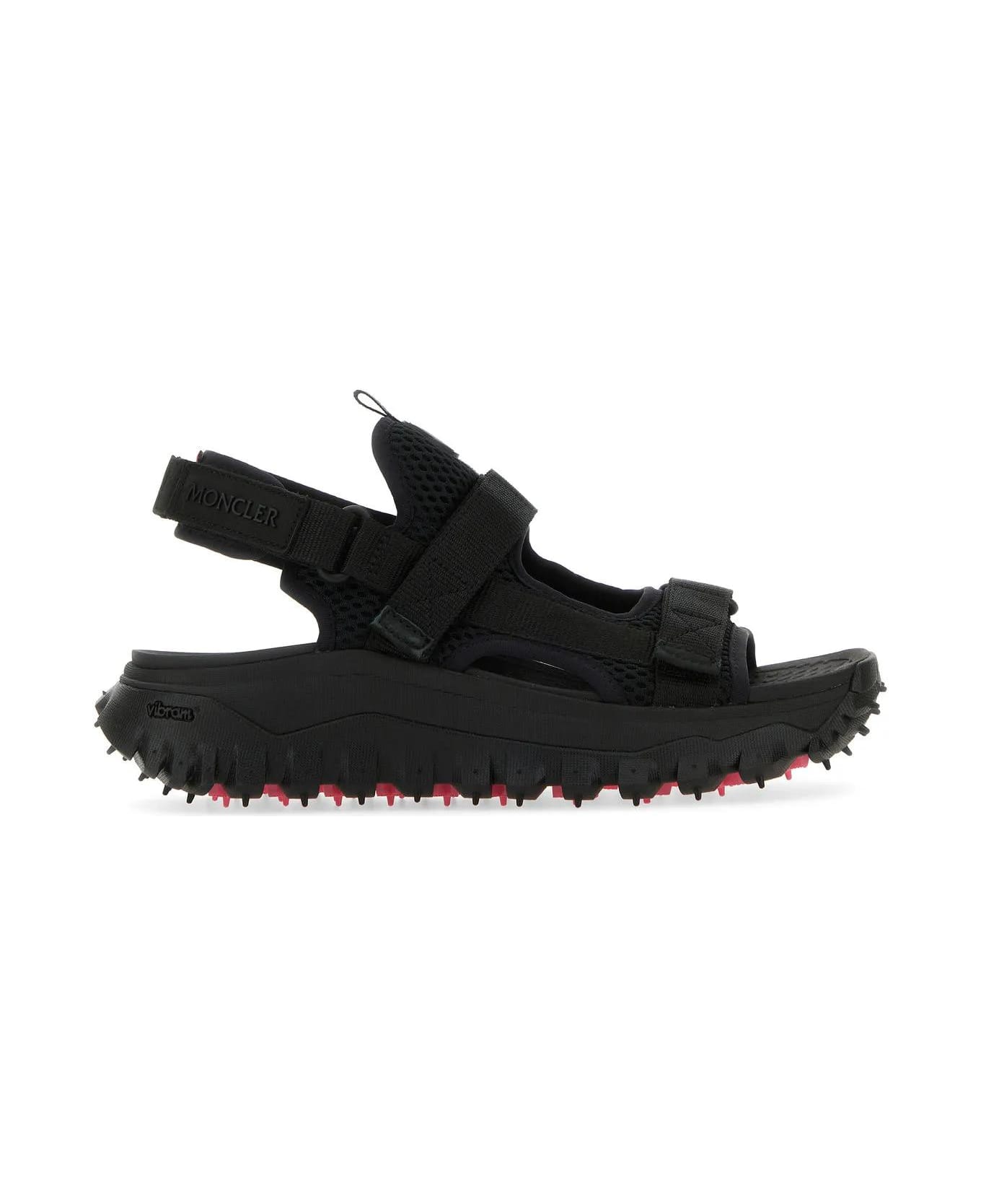 Moncler Black Nylon Trailgrip Vela Sandals - Black