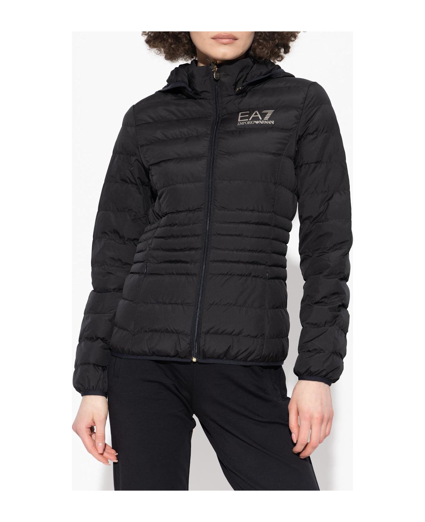 EA7 Emporio Armani Quilted Jacket With Logo - Black