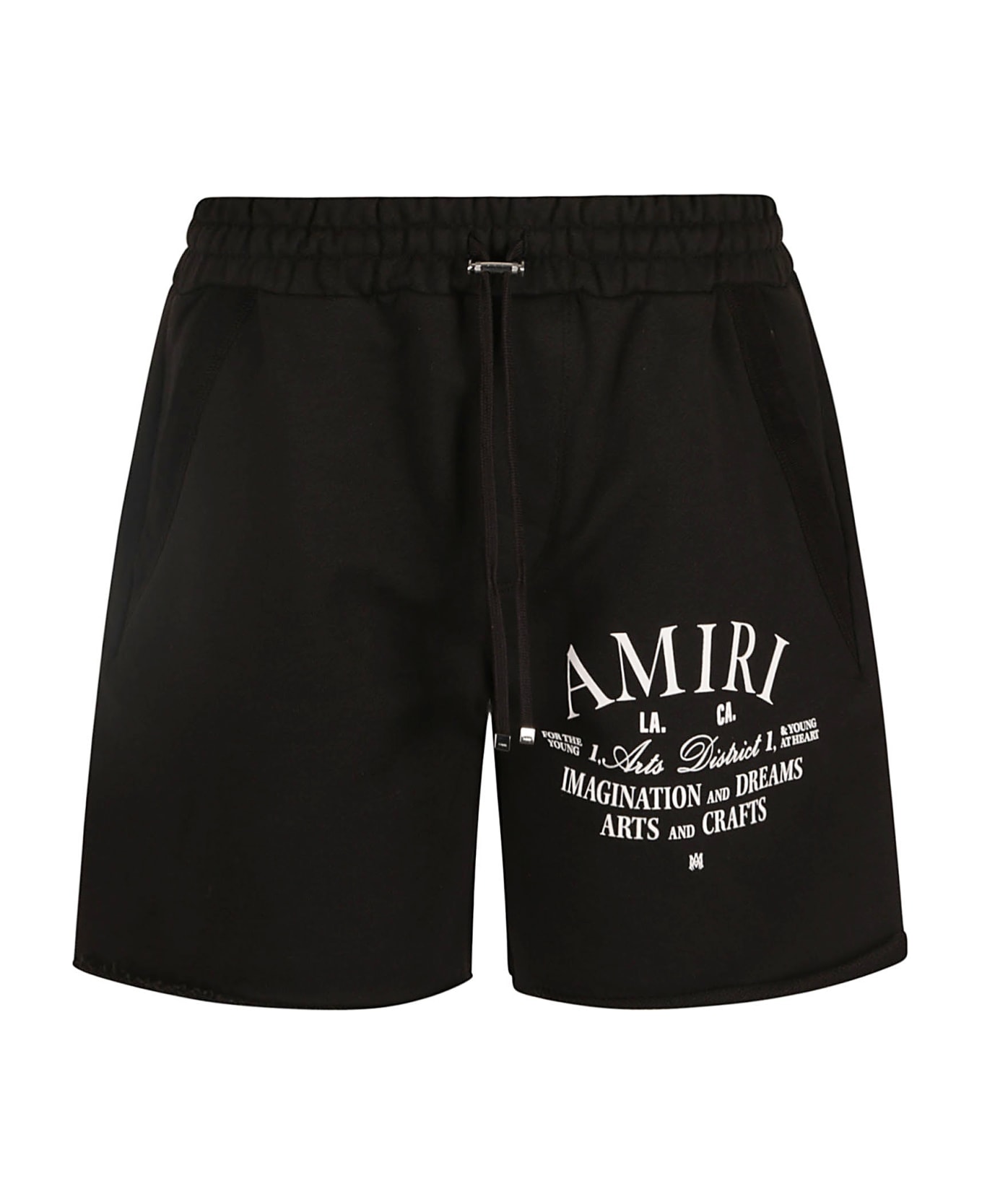 AMIRI Elastic Drawstring Waist Logo Shorts - BLACK