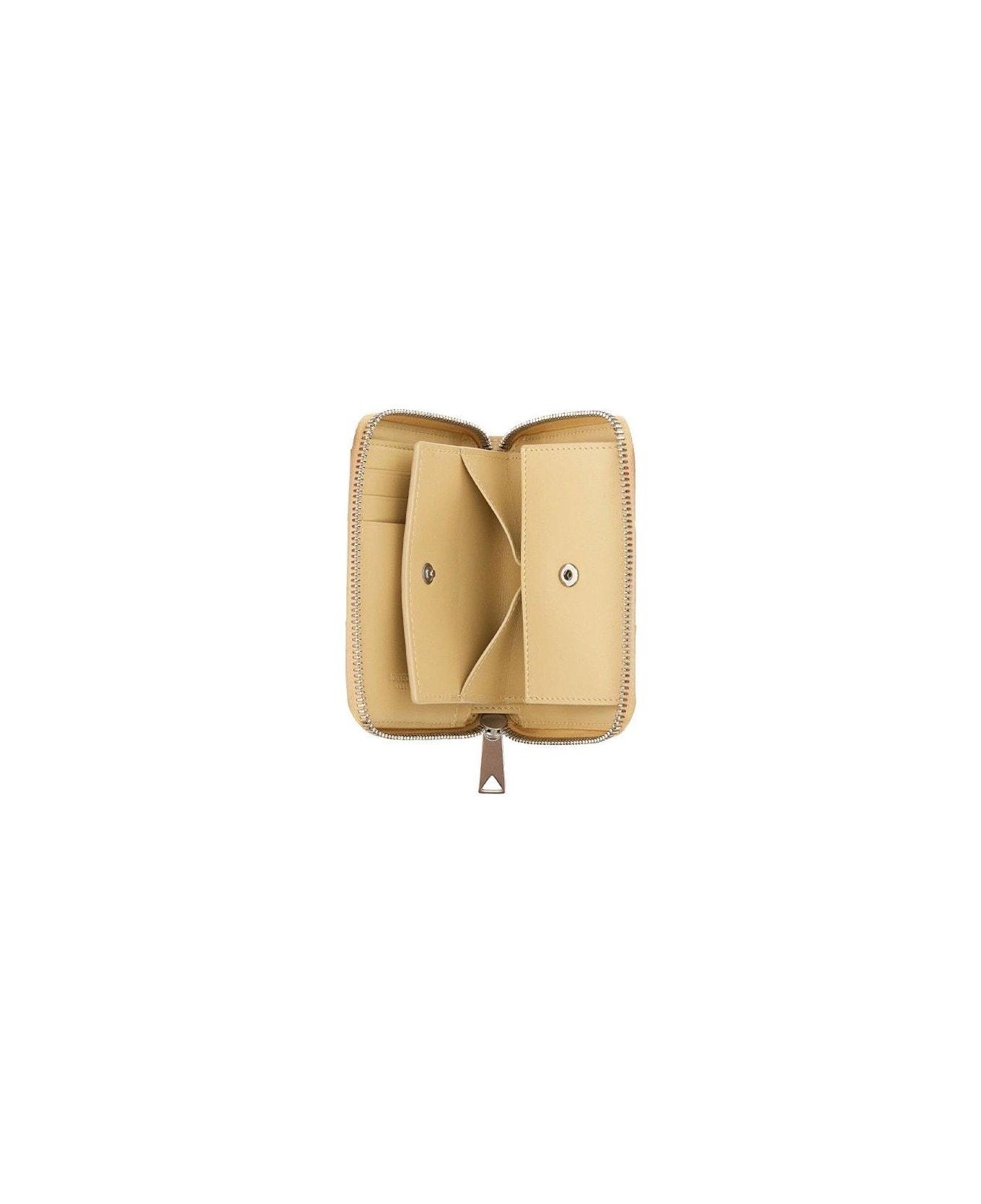 Bottega Veneta Compact Zip-up Wallet - BEIGE