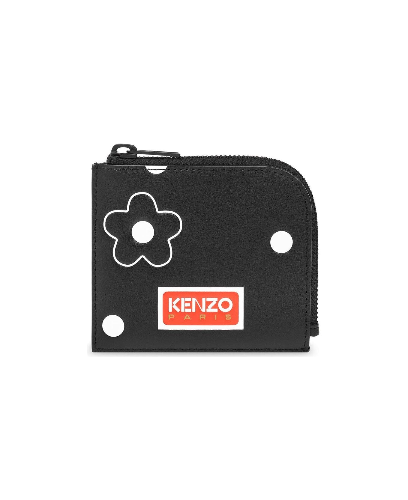 Kenzo Logo Patch Zipped Wallet - Black