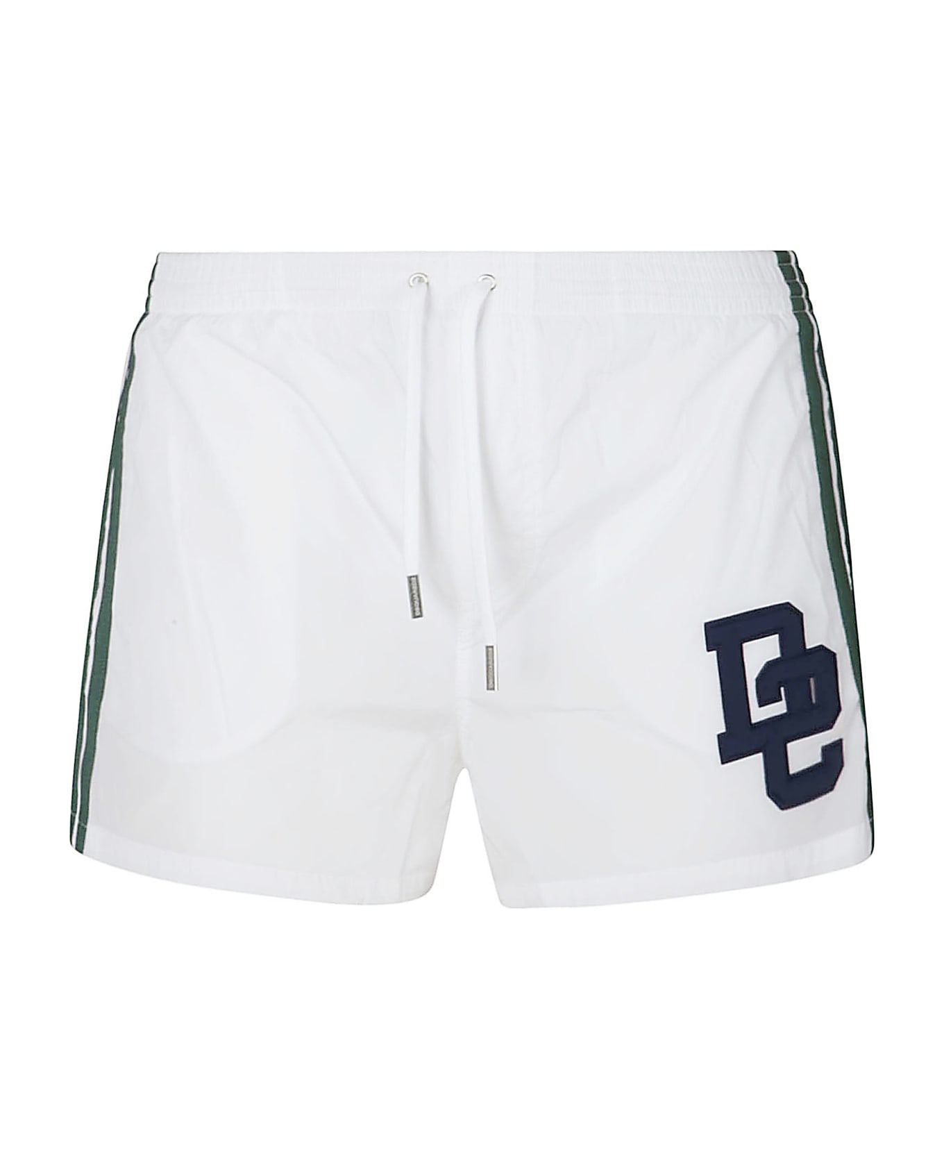 Dsquared2 Stripe Sided Logo Detail Swim Shorts - White ショートパンツ