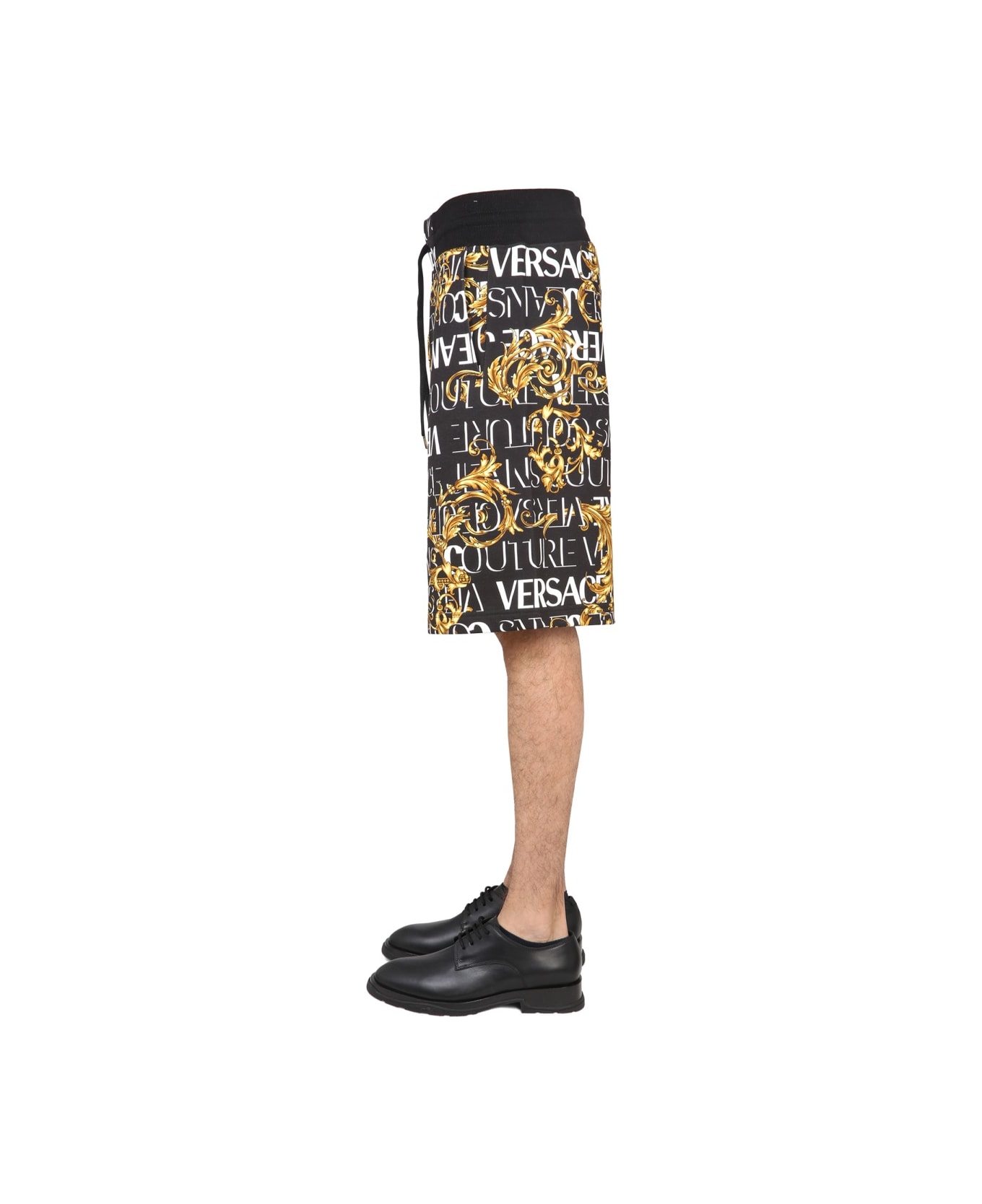 Versace Jeans Couture Bermuda Shorts With Garland Print - BLACK