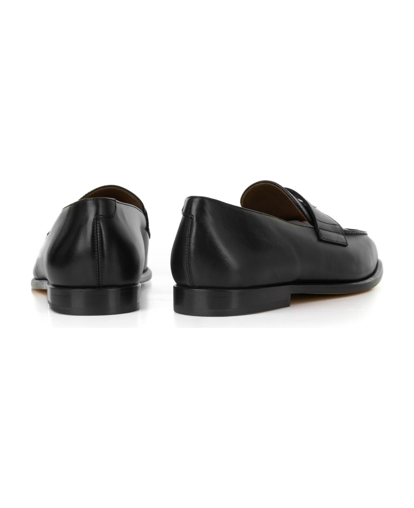 Doucal's Black Leather Moccasin - NERO