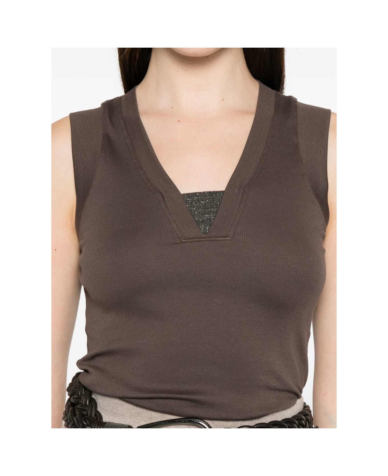 Brunello Cucinelli Cotton Tank Top - Brown