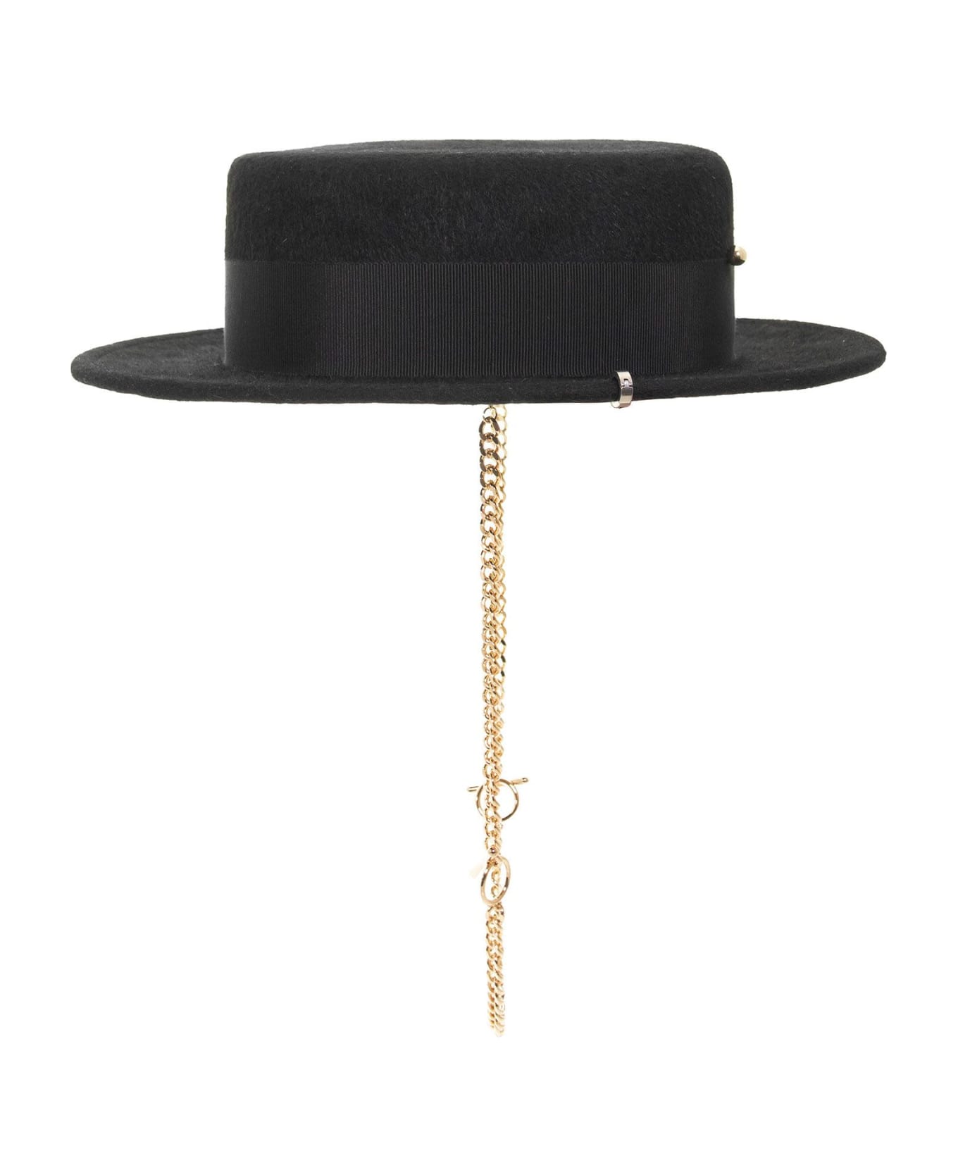 Ruslan Baginskiy Piercing Beige Felt Canotier Hat - Black 帽子