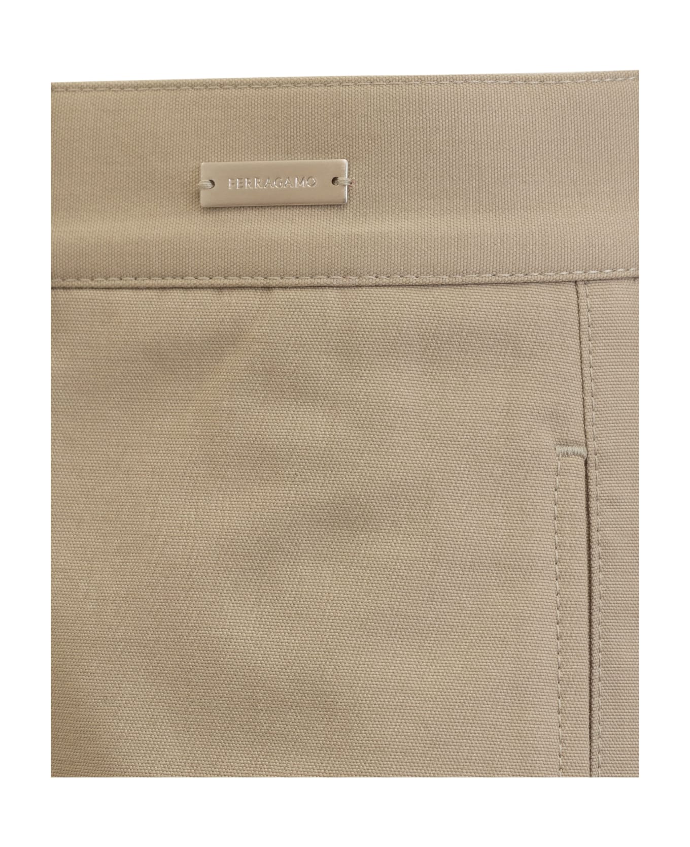 Ferragamo Trousers With Logo - SAND