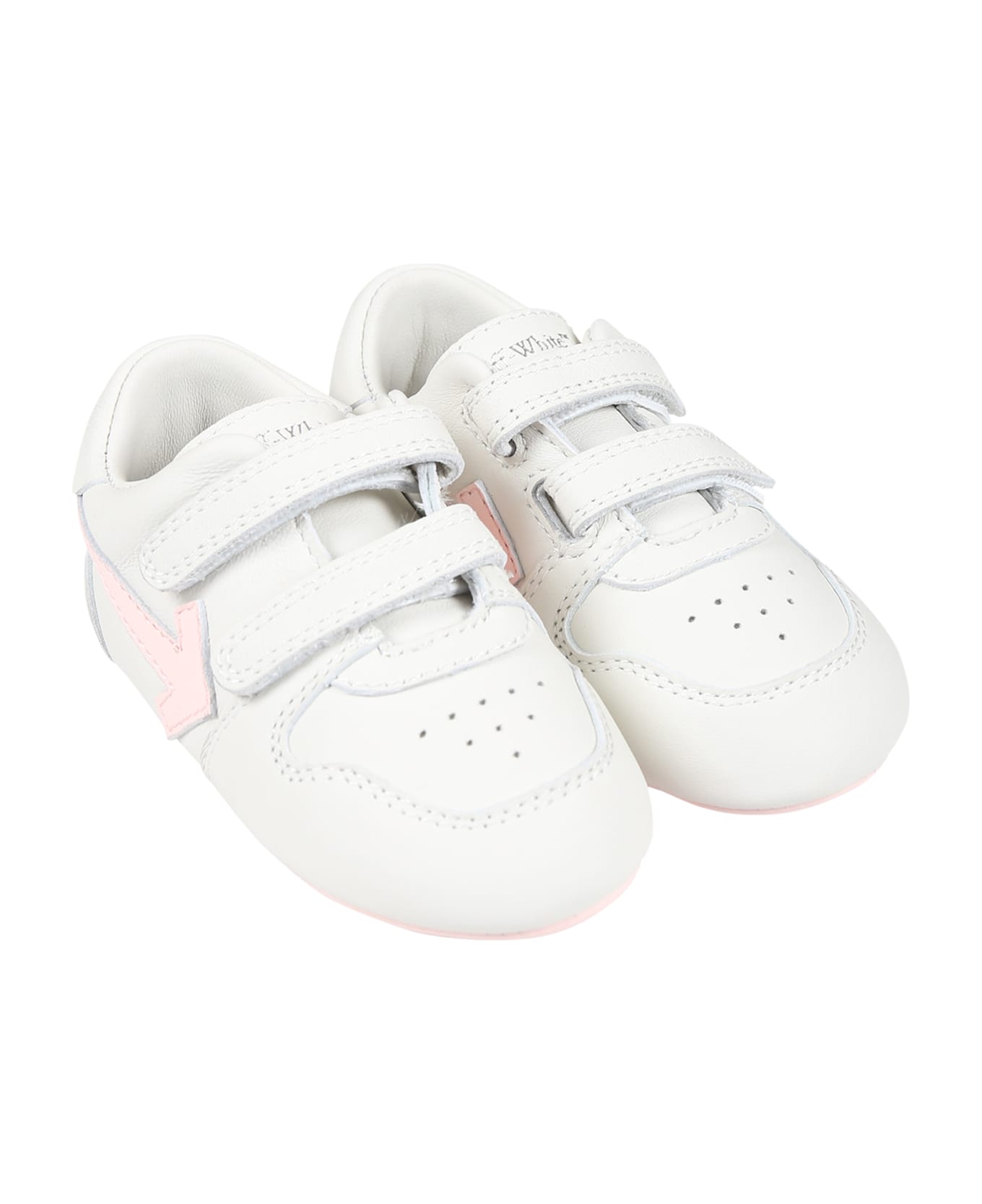Off-White Grey Sneaker For Baby Girl With Arrows - White