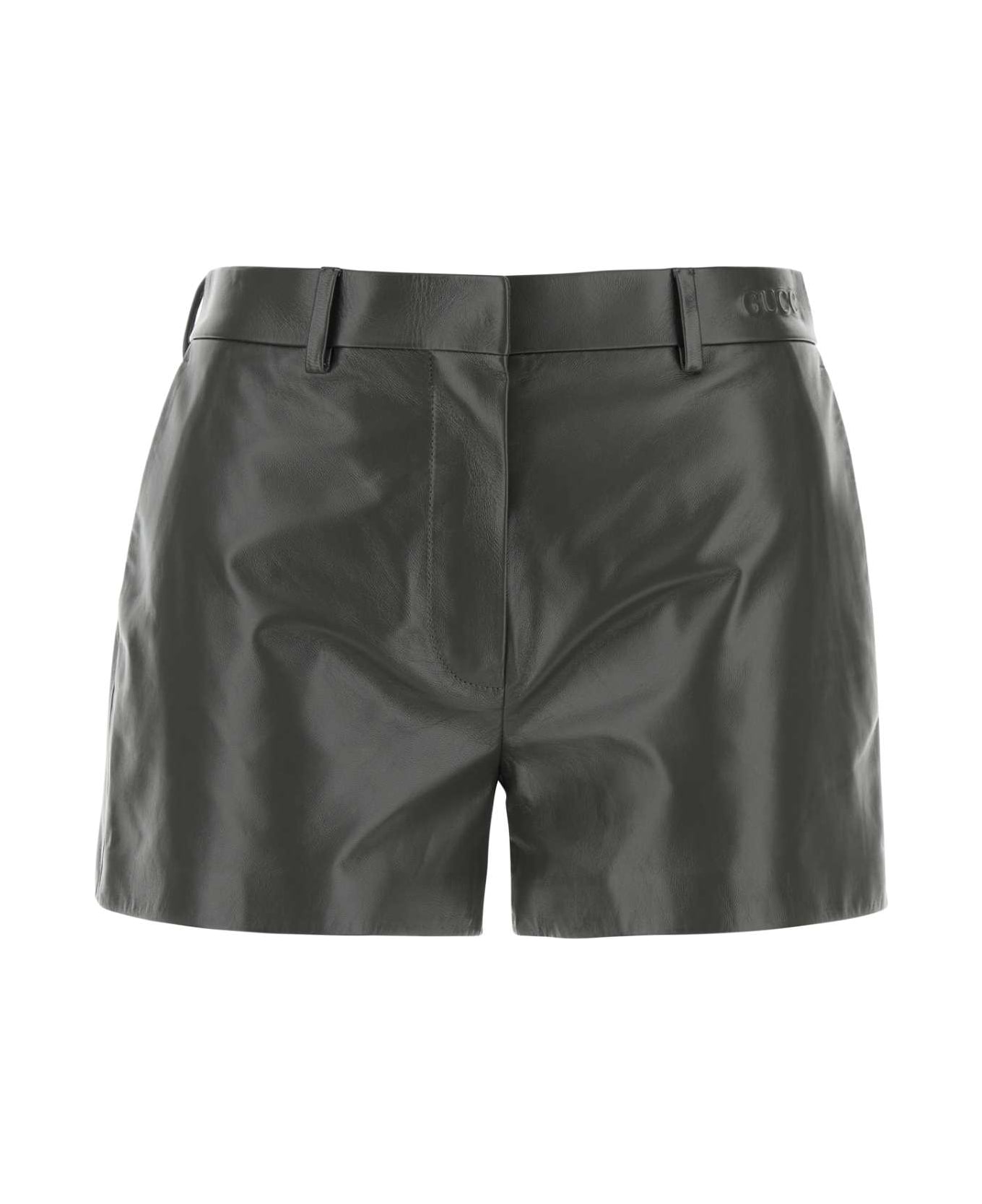 Gucci Graphite Leather Shorts - ASPHALT