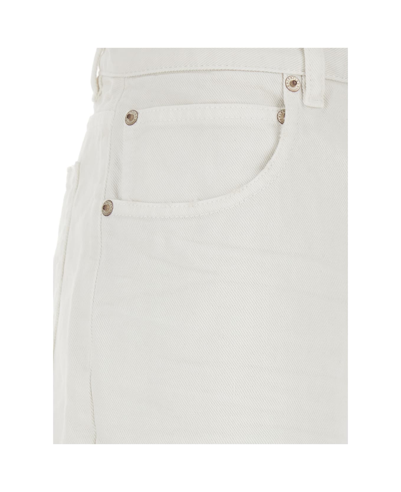 Balenciaga Five Pocket Jeans With Ripped Hem - White