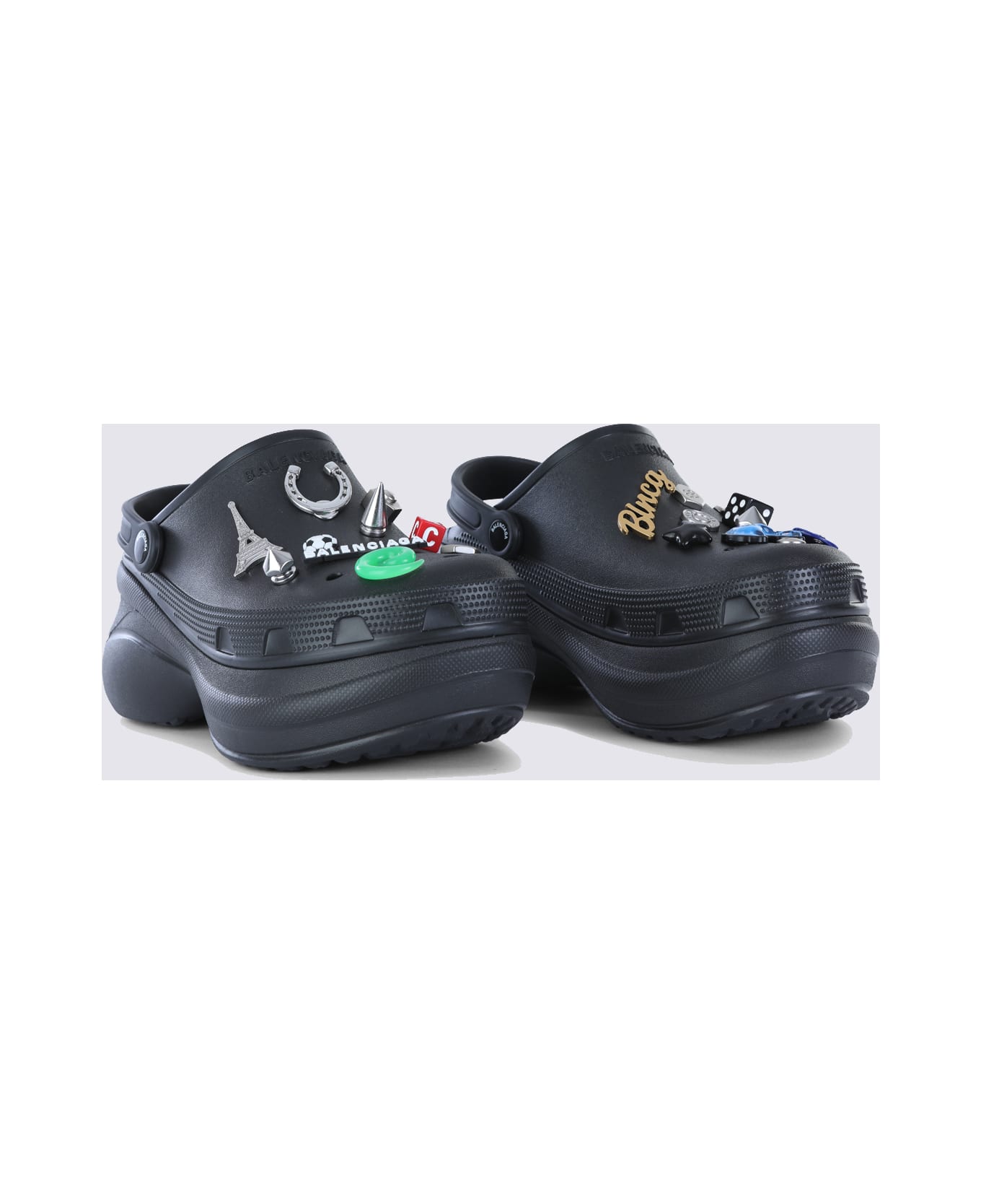 Balenciaga Black Leather Sandals - Black