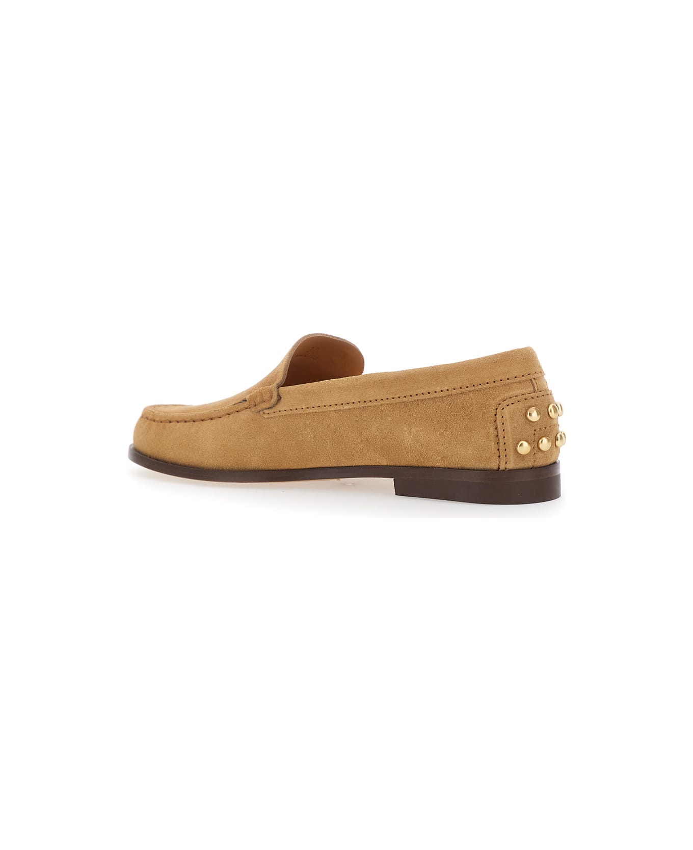 Tod's Beige Loafers With Embossed Logo And Stud Details On The Back In Leather Woman - Beige