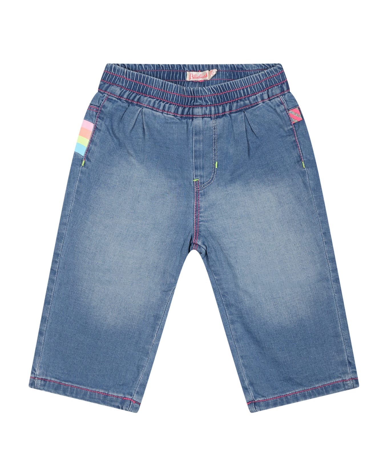 Billieblush Blue Jeans For Baby Girl With Print - Denim ボトムス