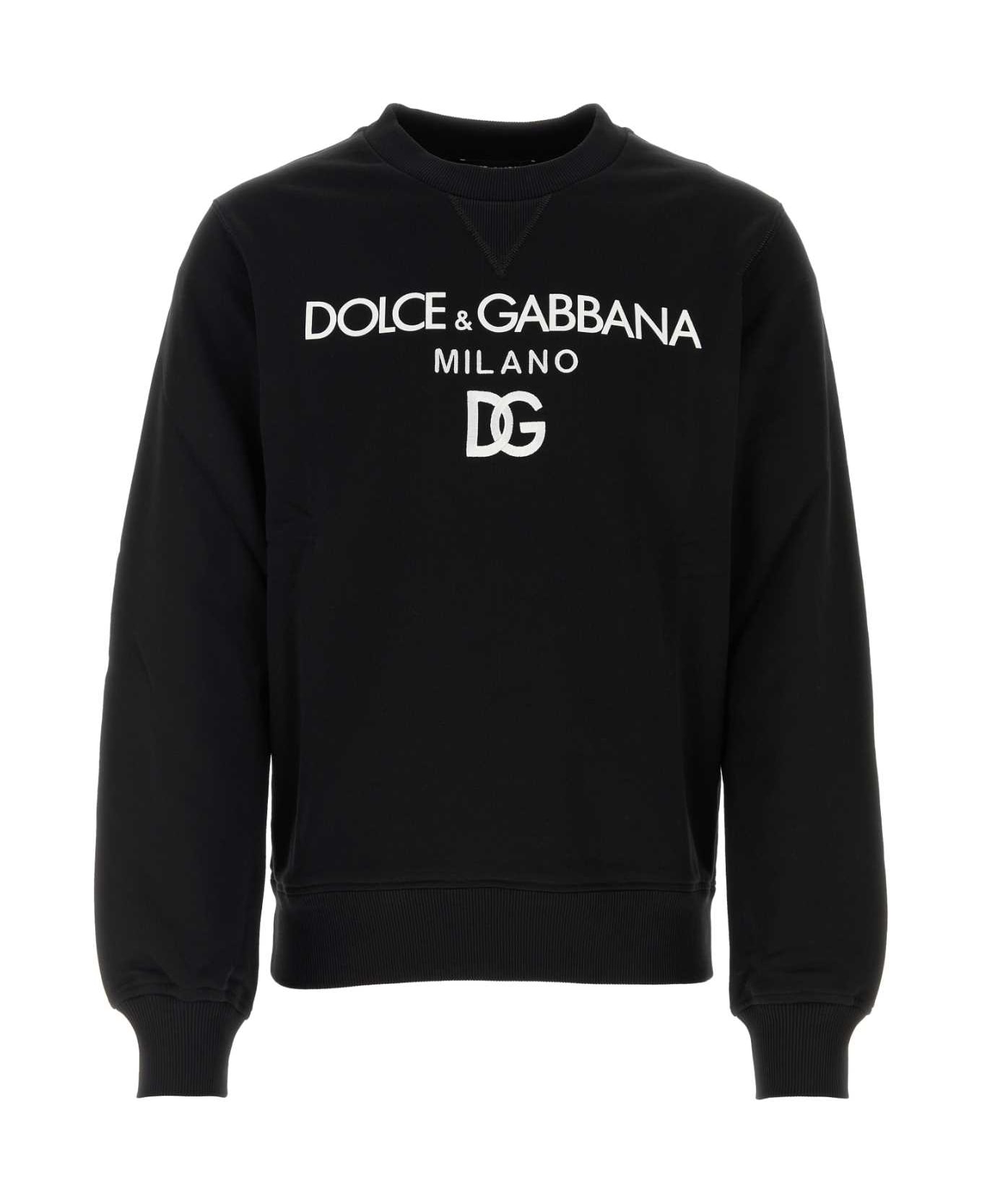 Dolce & Gabbana Black Cotton Sweatshirt - N0000 フリース