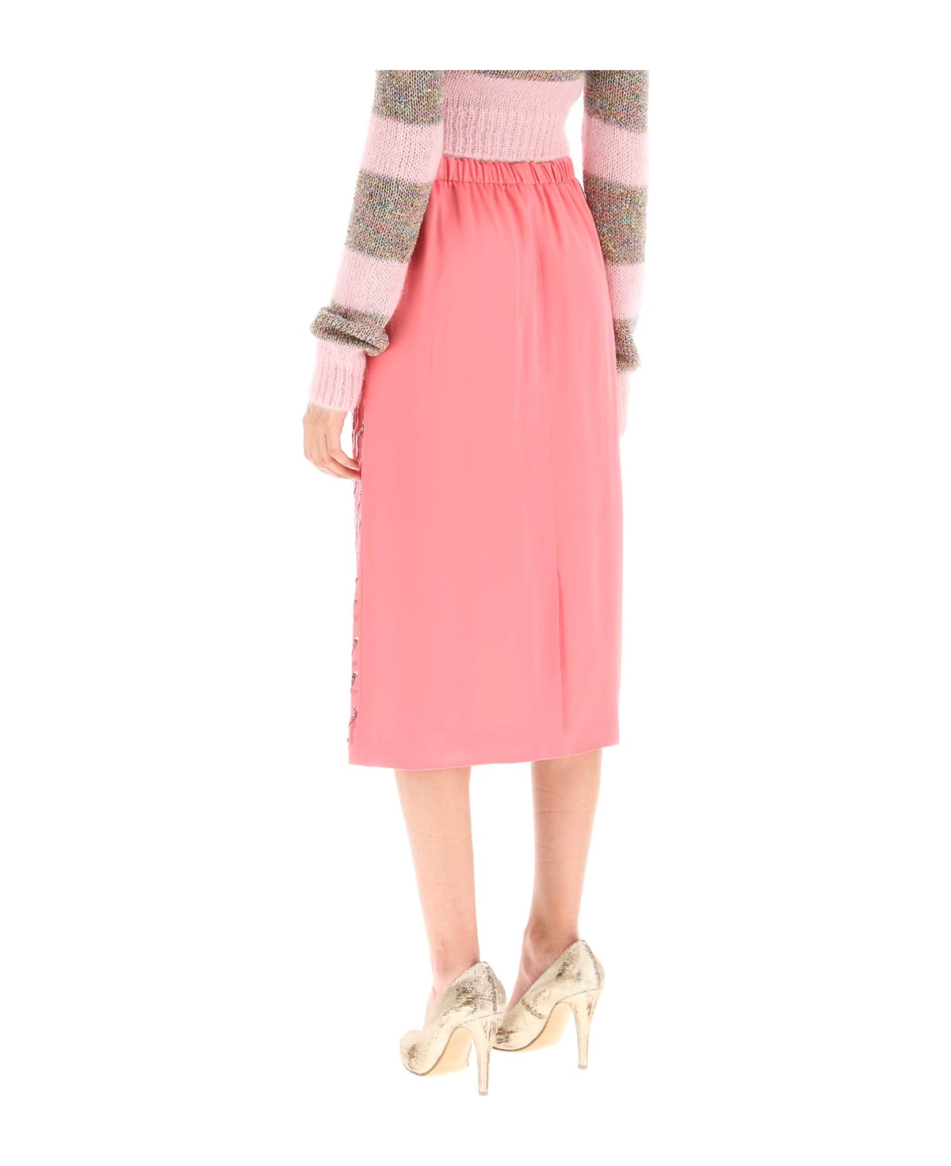 Marni Sequined Satin Midi Skirt - PINK CANDY (Pink)