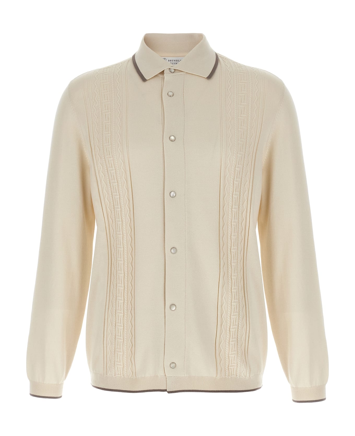 Brunello Cucinelli Geometric Jacquard Shirt - Beige