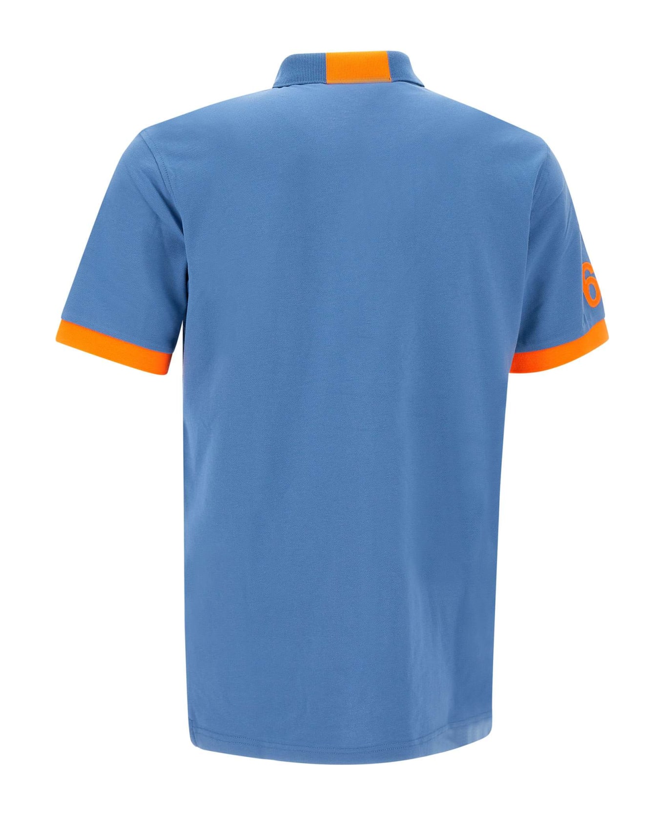 Sun 68 "fluo Logo" Cotton Polo Shirt - LIGHT BLUE