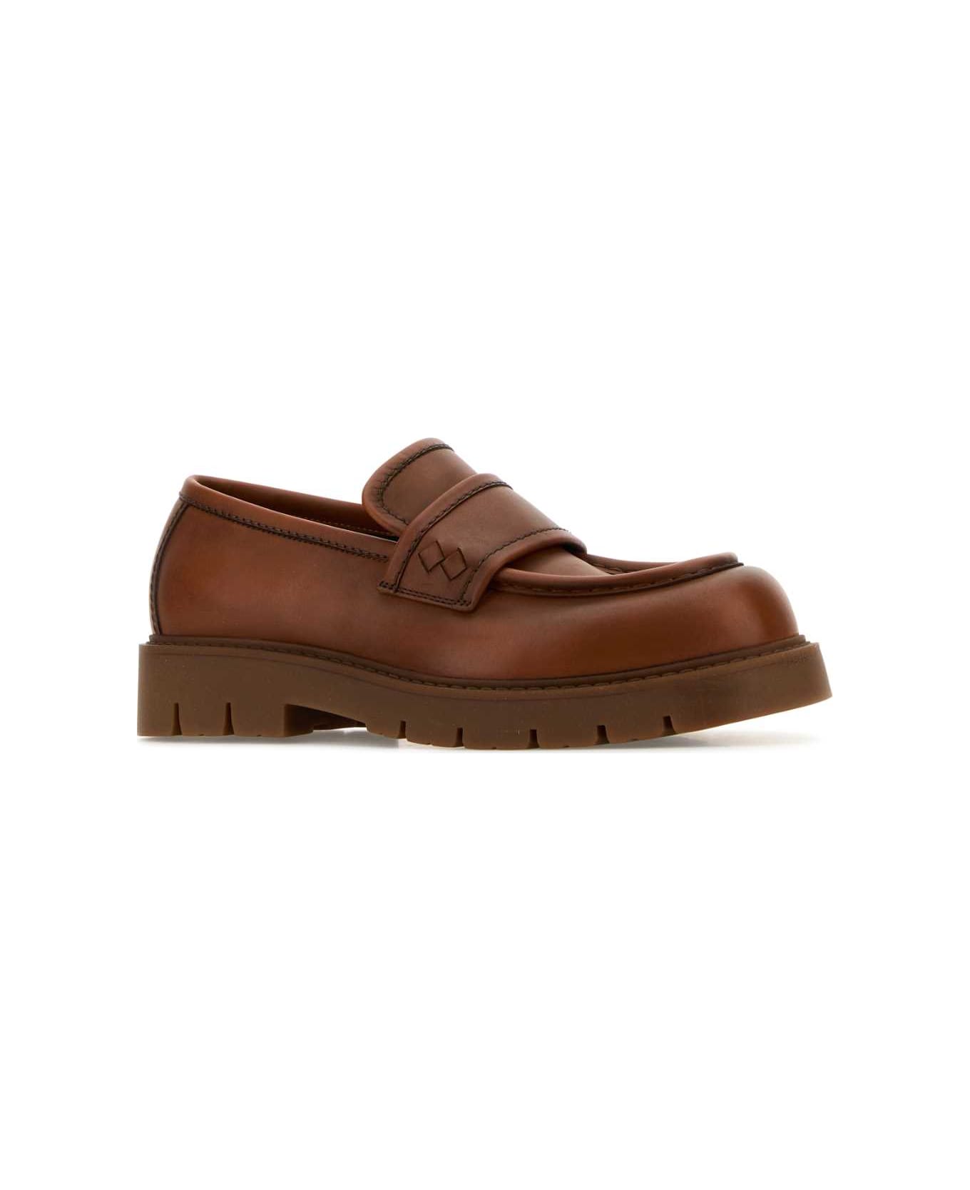 Bottega Veneta Caramel Leather Haddock Loafers - WASHEDBRISTOLLIGHTWOOD