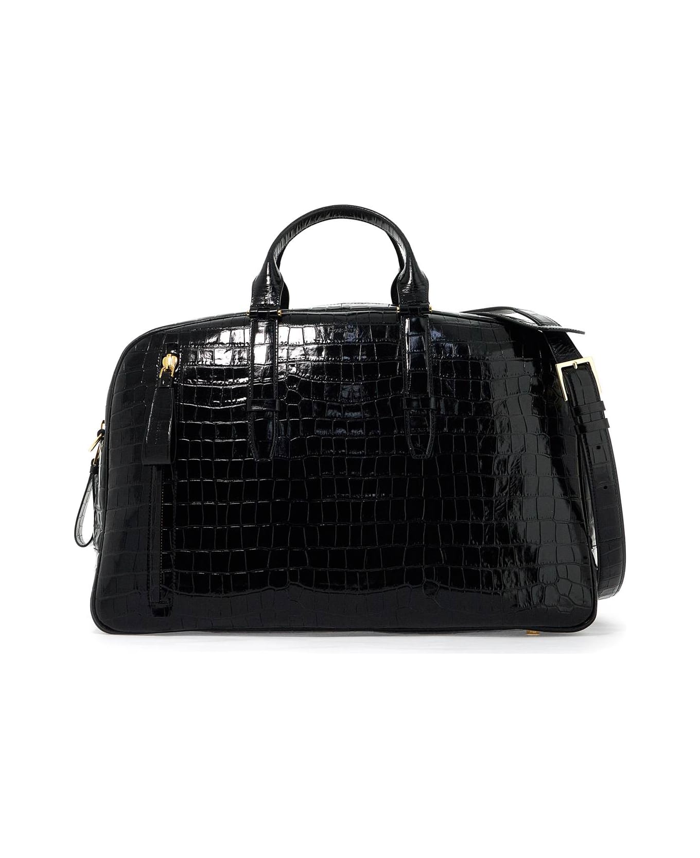 Tom Ford Black Croco Bowling Bag - BLACK (Black)