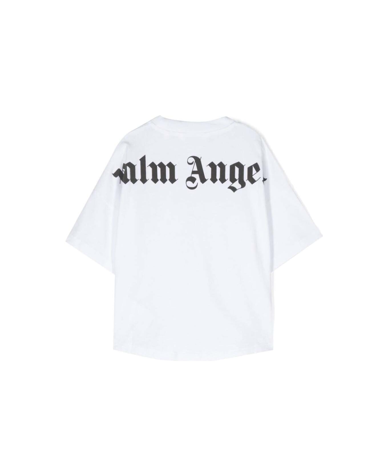 Palm Angels White T-shirt With Maxi Logo In Cotton Boy - White