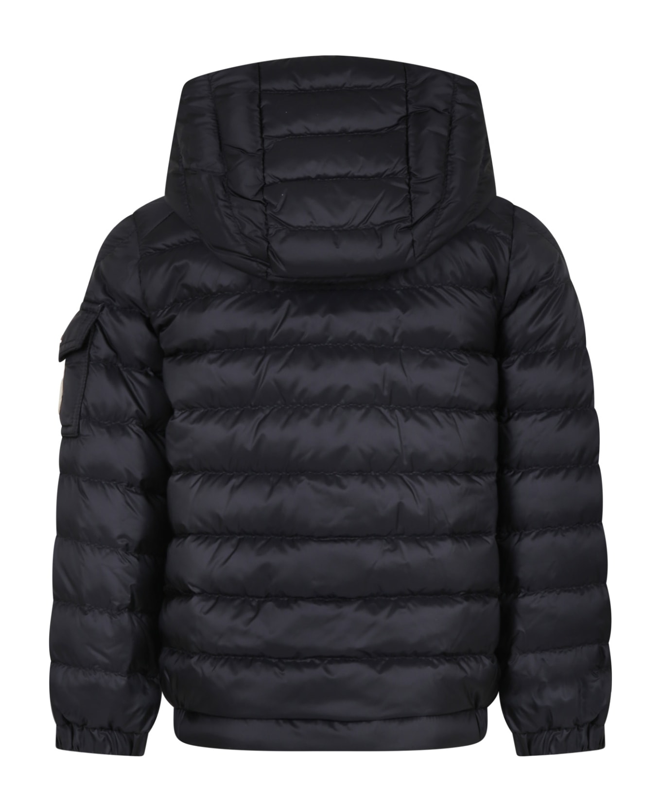 Moncler Lauros Black Down Jacket With Black Hood For Boy - Black