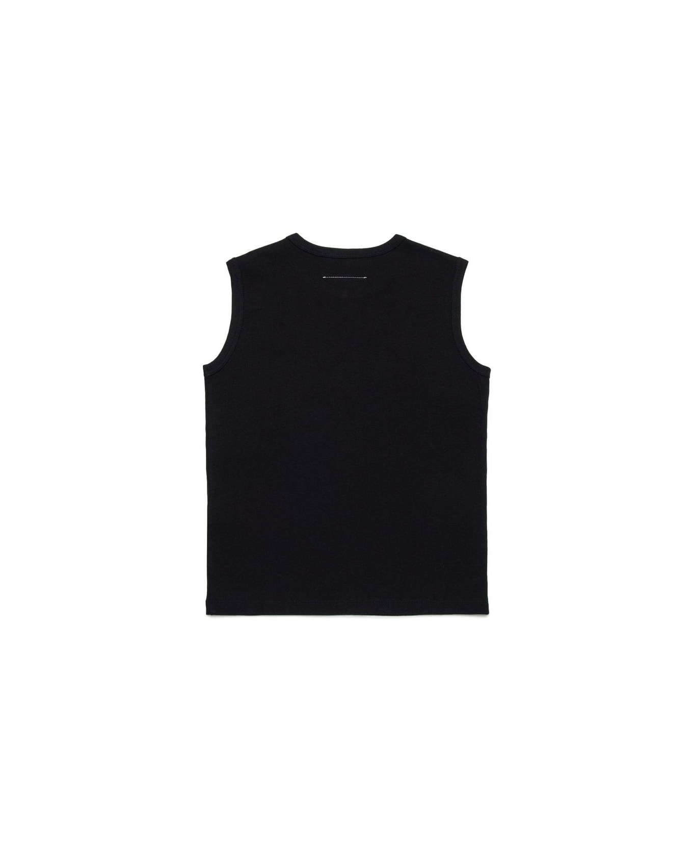 MM6 Maison Margiela Logo Printed Sleeveless T-shirt - Black
