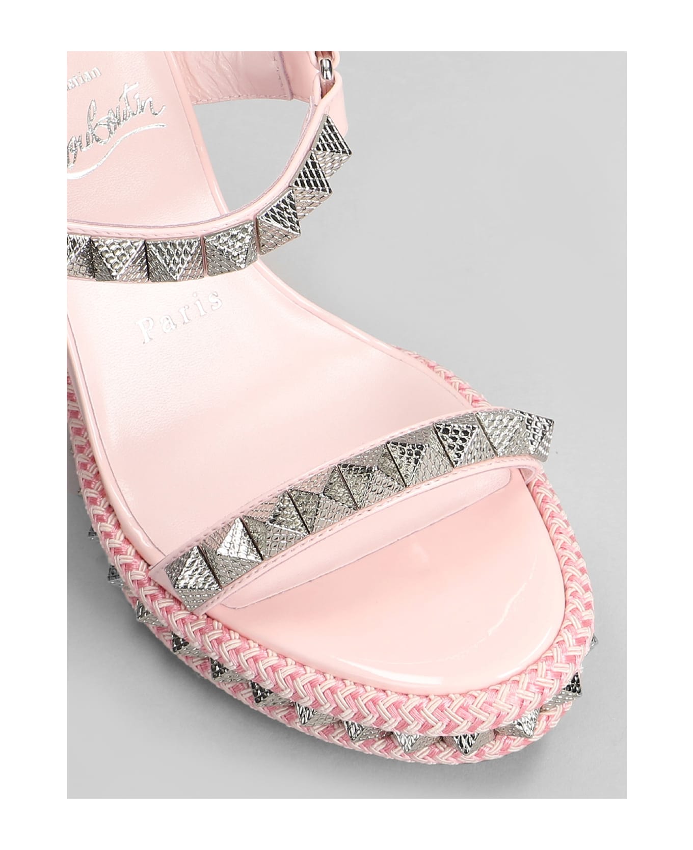 Christian Louboutin Pyraclou 110 Wedges In Rose-pink Patent Leather - rose-pink