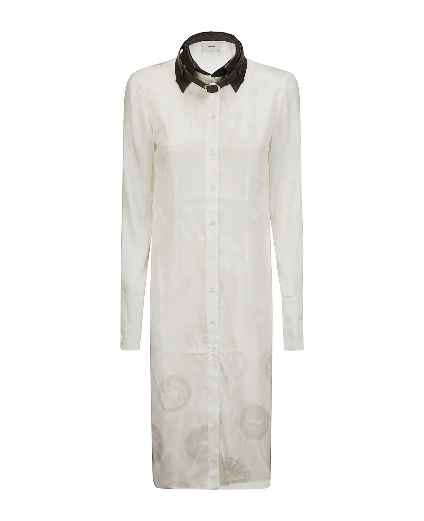 Coperni Leather Collar Belt Dress - WHITE