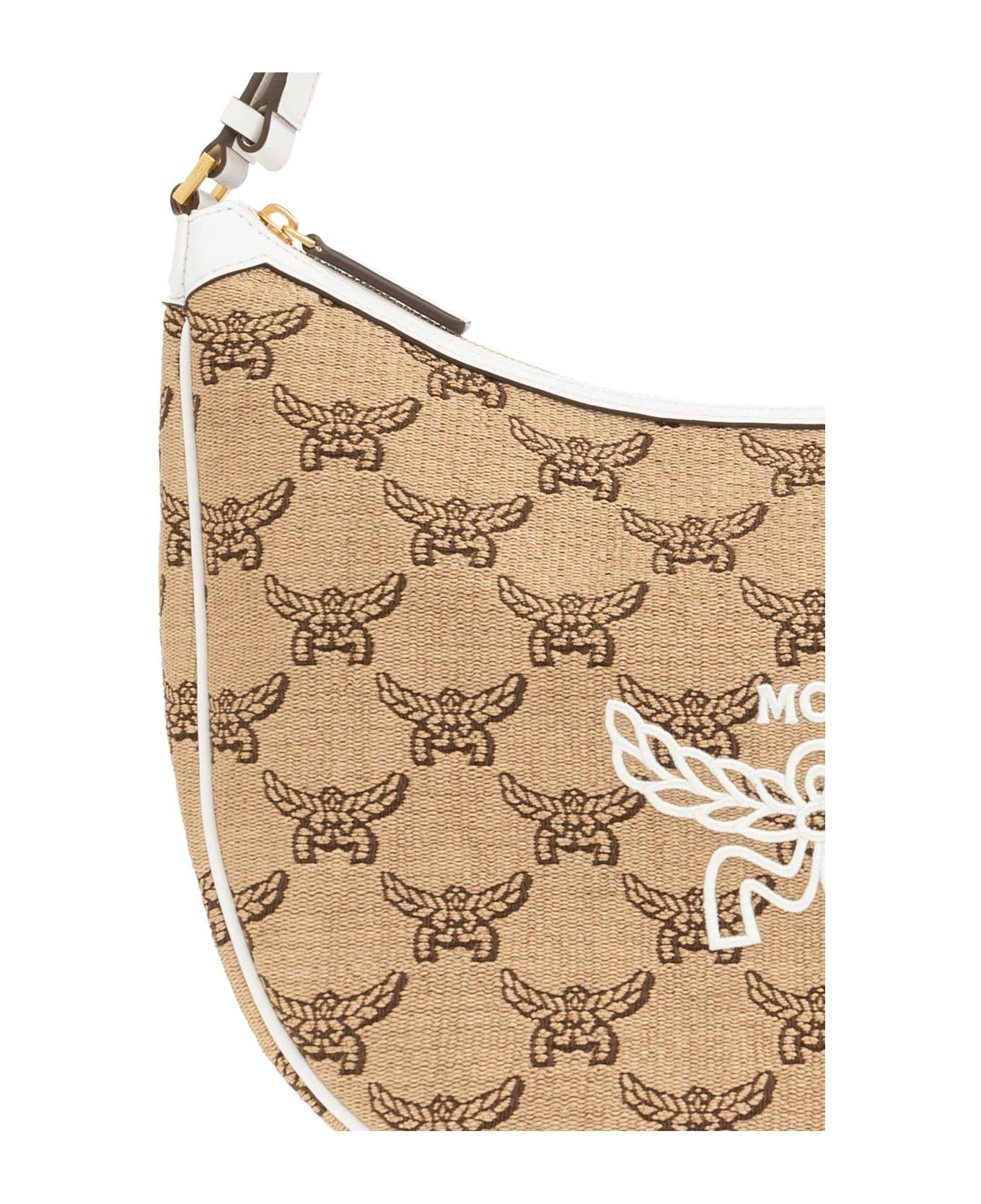 MCM Logo Printed Shoulder Bag - NEUTRALS