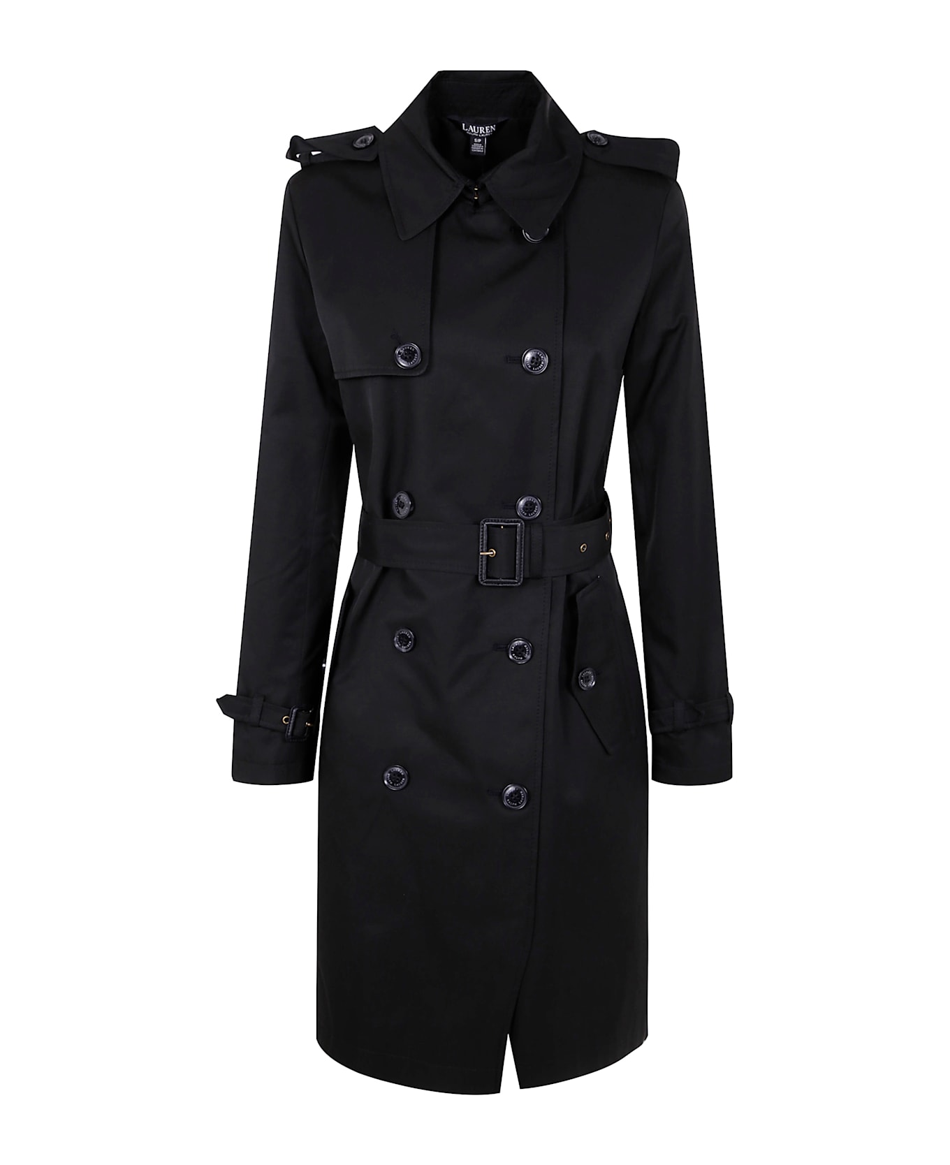 Ralph Lauren Double Breast Belt Rn 38
 Lined Coat - Black