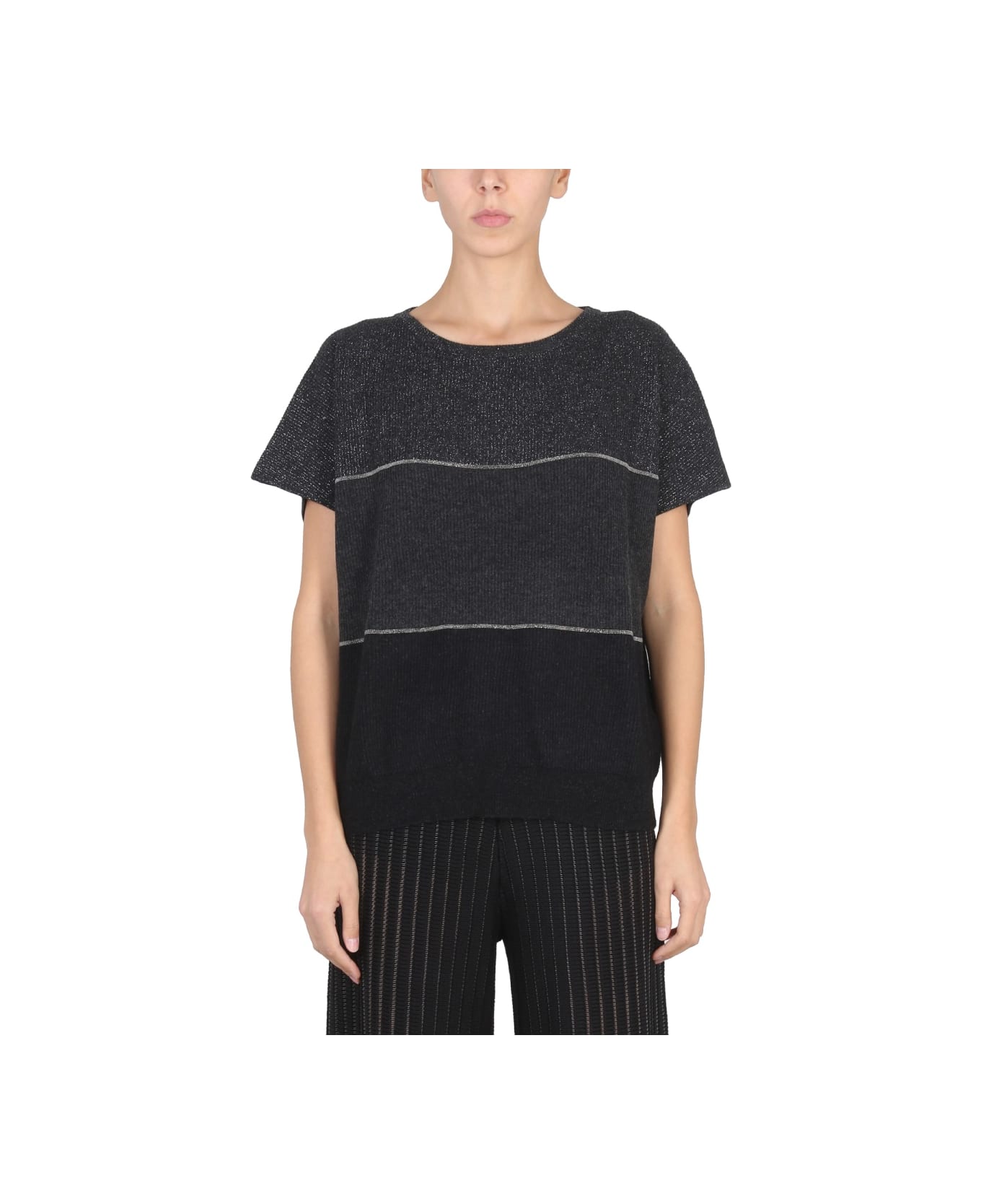 Fabiana Filippi Mesh With Shiny Detail - CHARCOAL ニットウェア