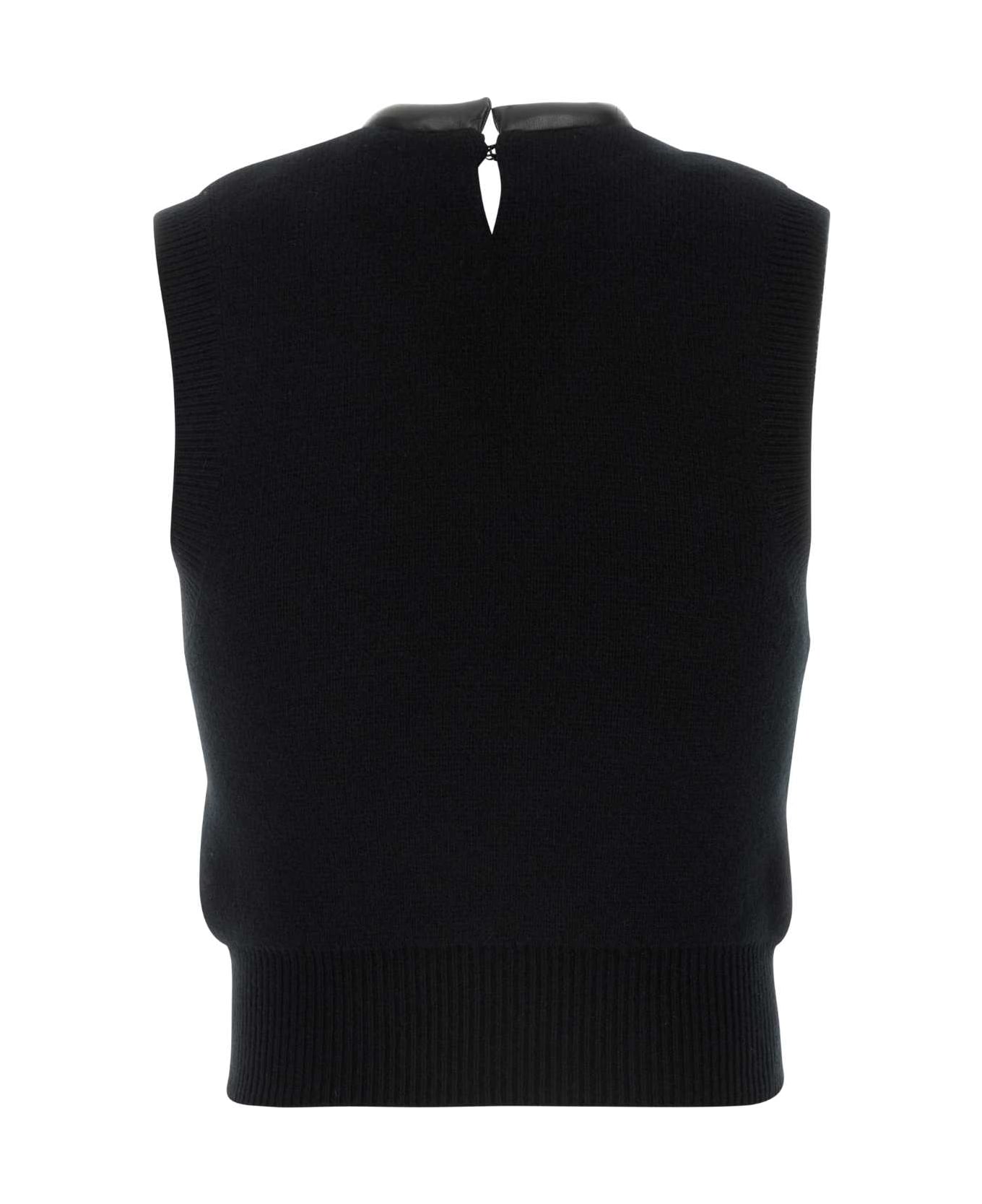 Alexander Wang Black Stretch Wool Blend Vest - BLACK
